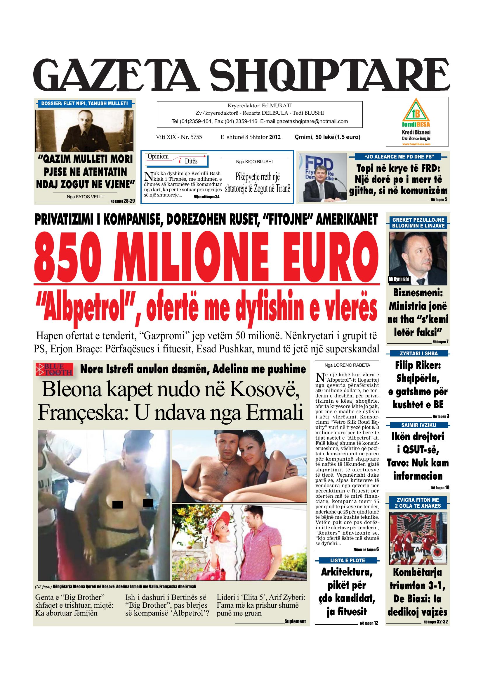Gazeta Shqiptare 2012-09-08