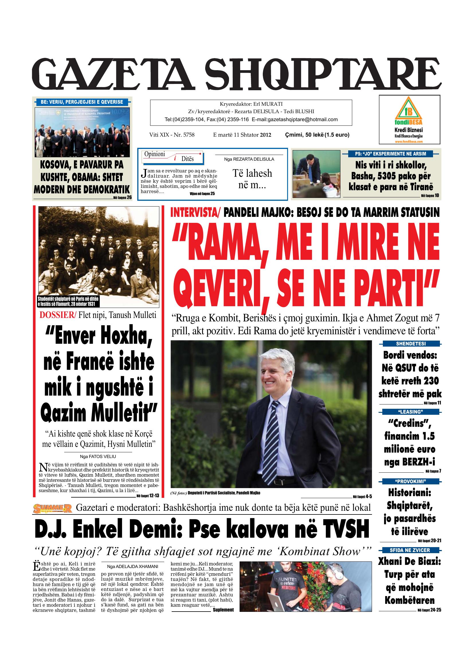 Gazeta Shqiptare 2012-09-11