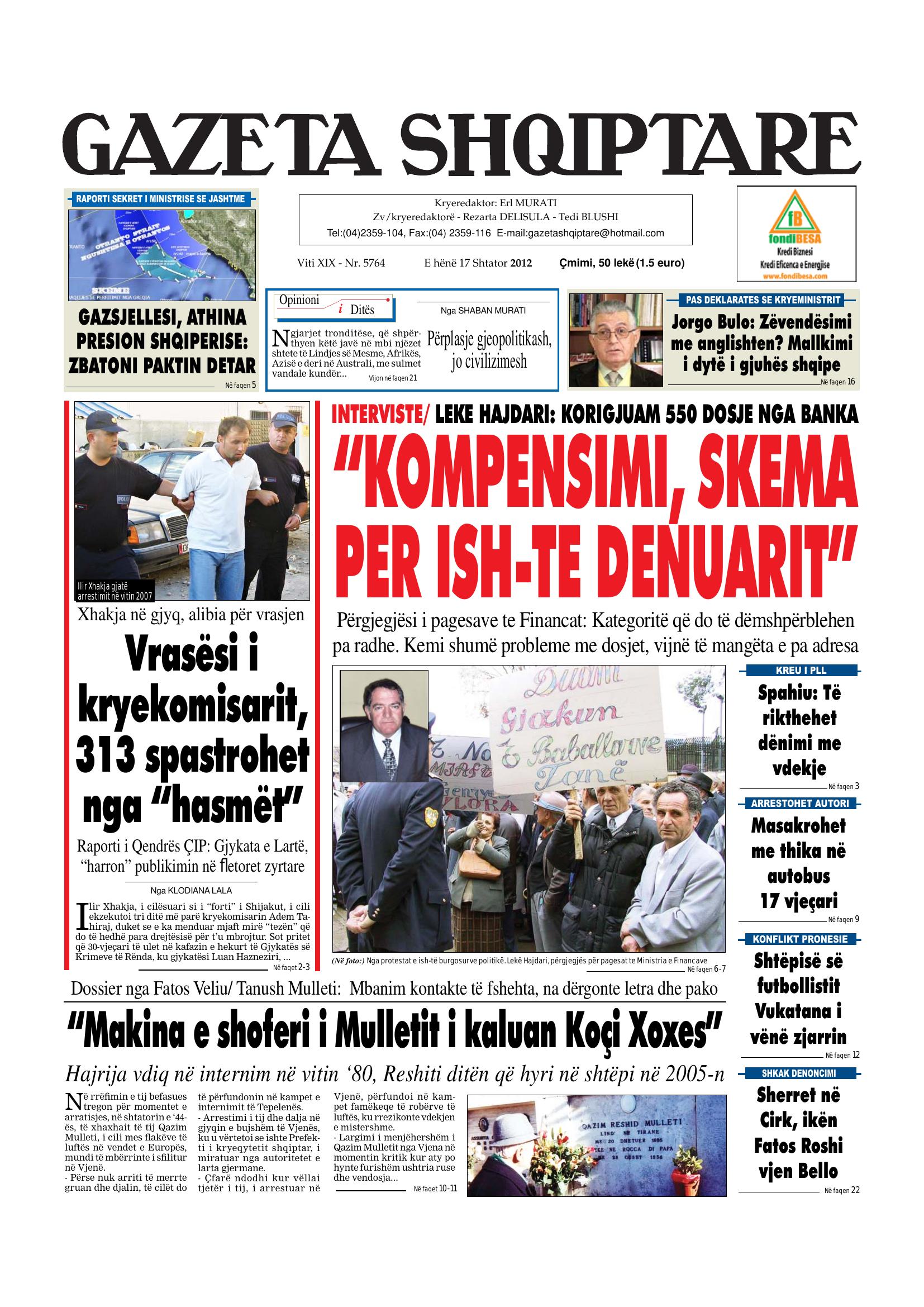 Gazeta Shqiptare 2012-09-17