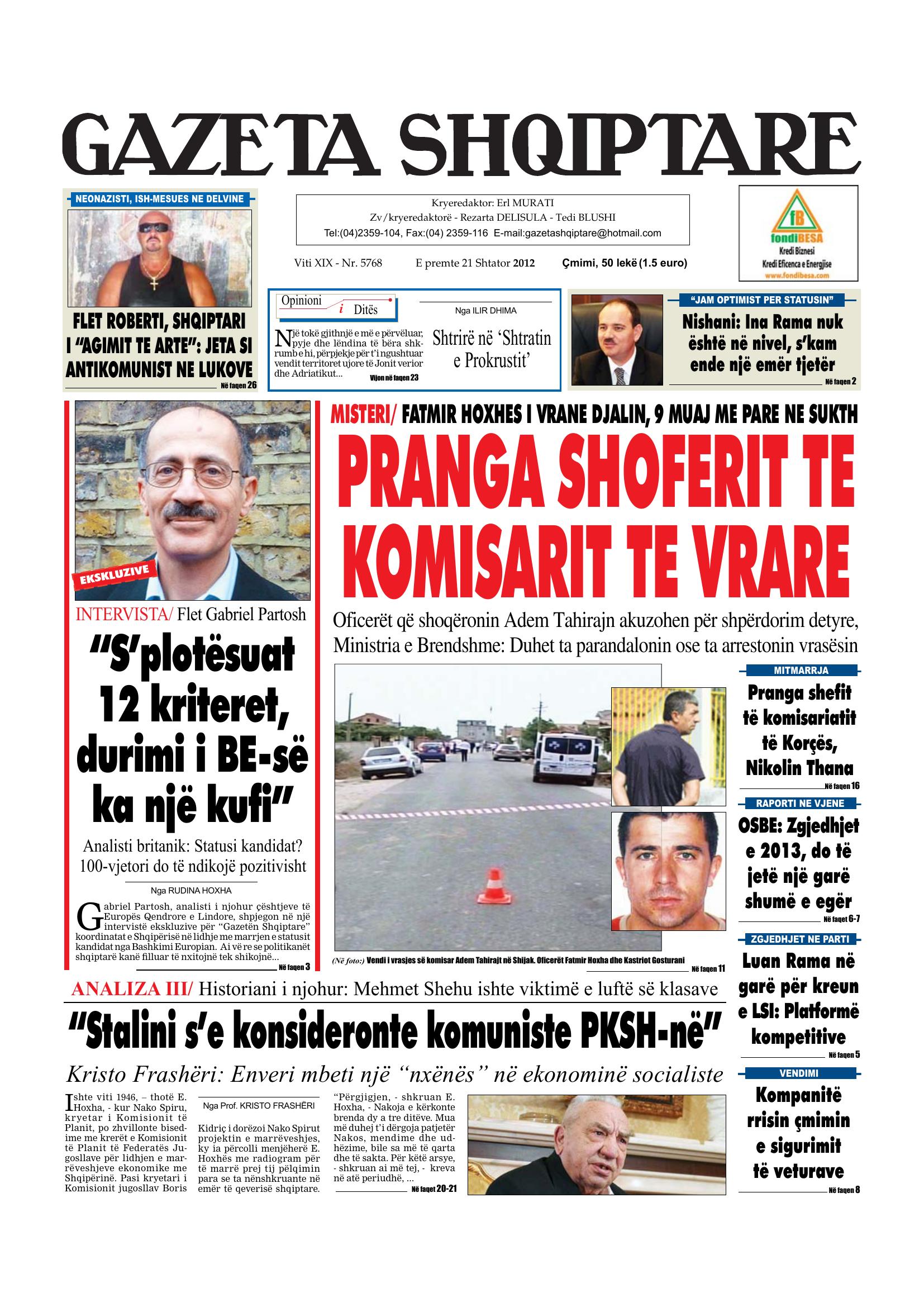 Gazeta Shqiptare 2012-09-21