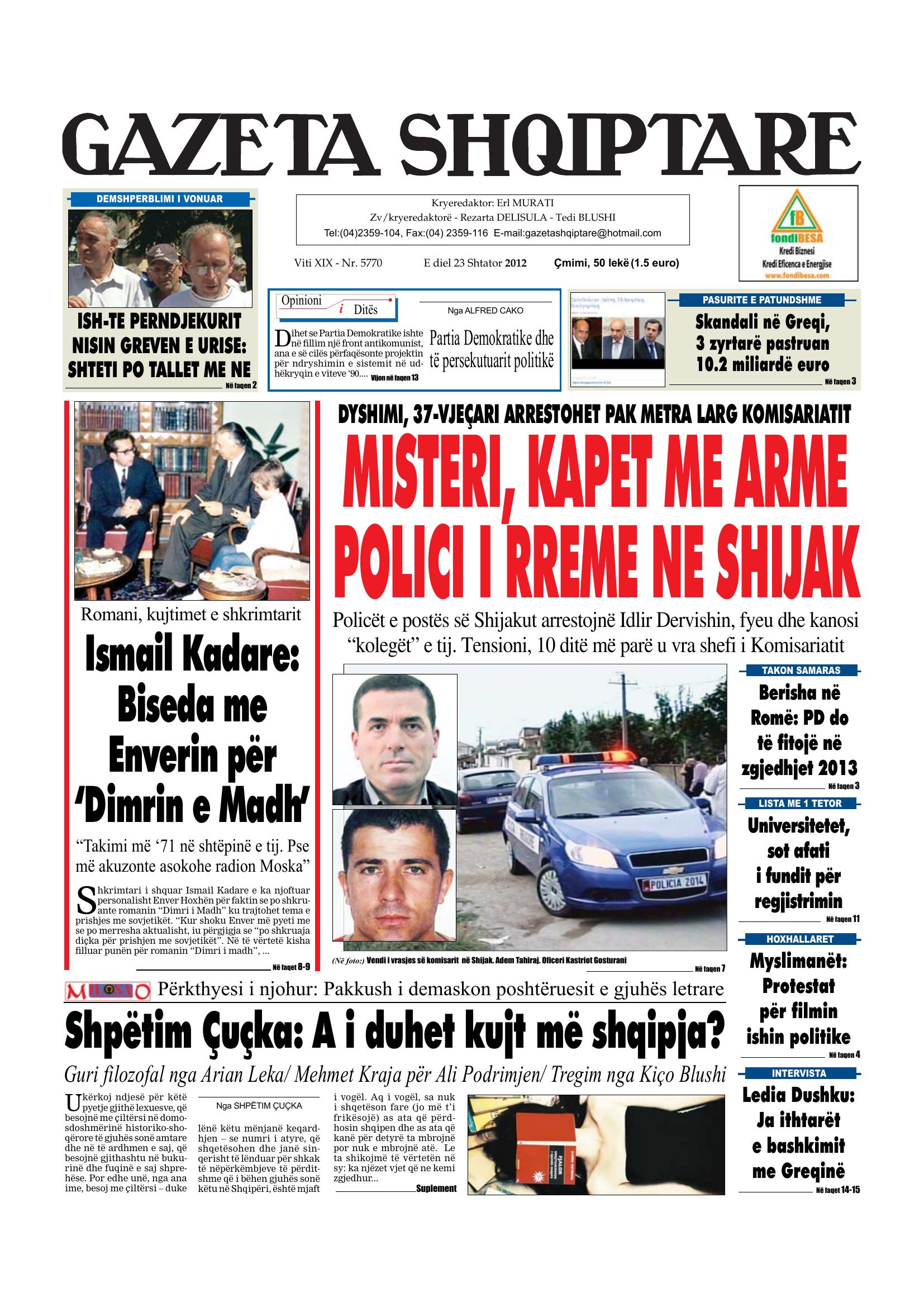 Gazeta Shqiptare 2012-09-23