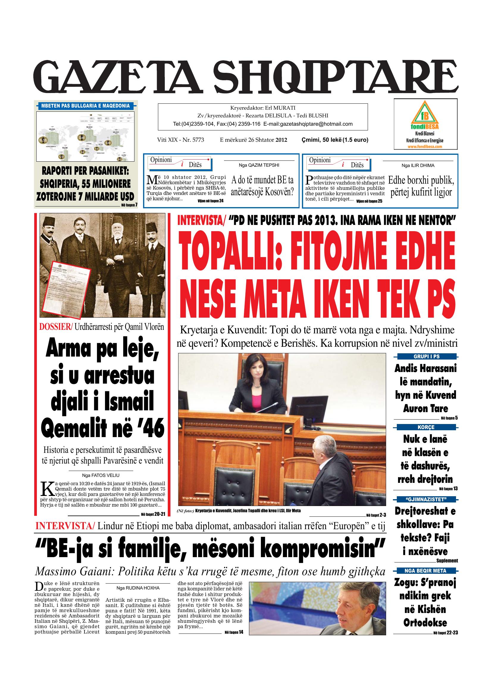 Gazeta Shqiptare 2012-09-26