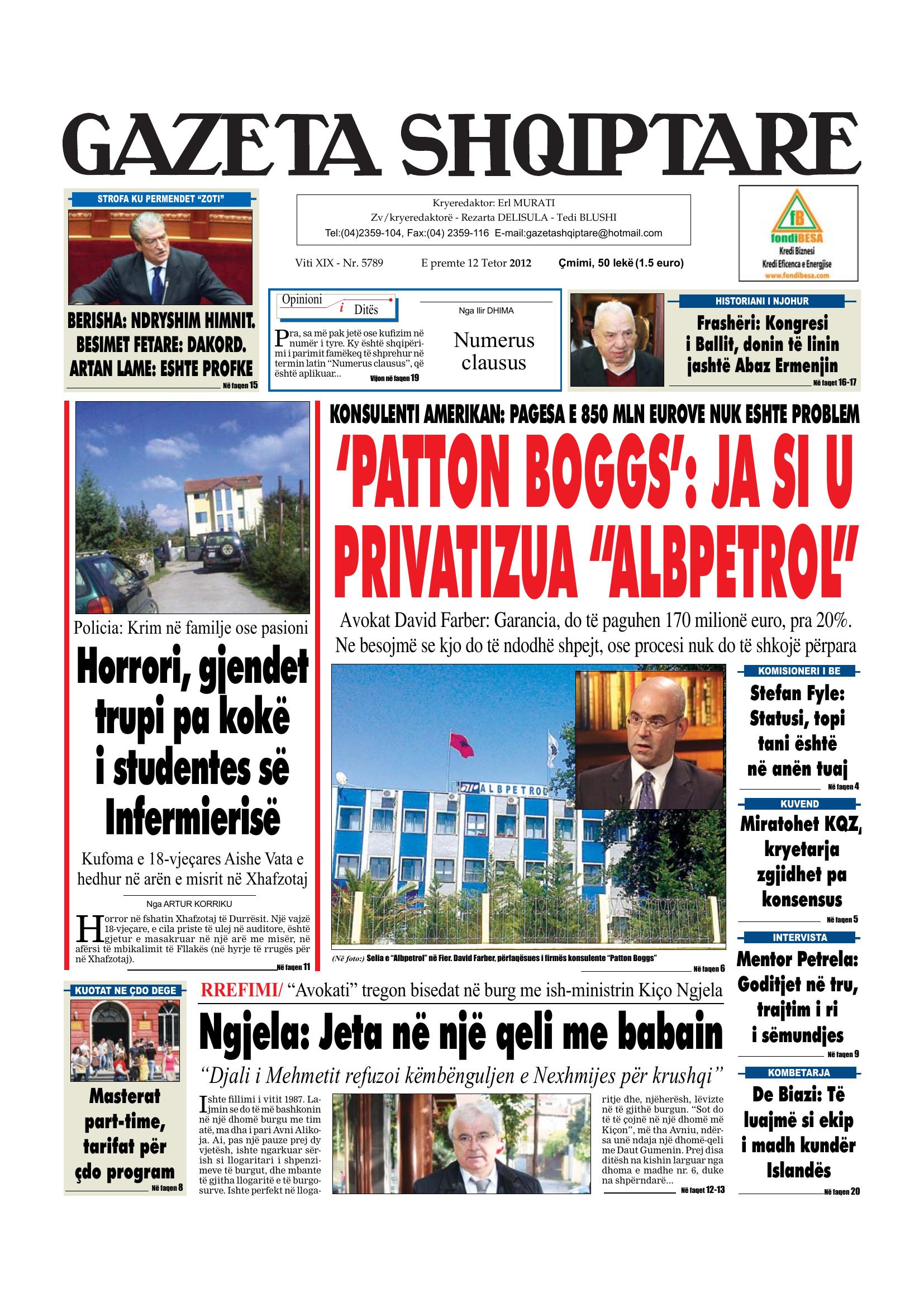 Gazeta Shqiptare 2012-10-12