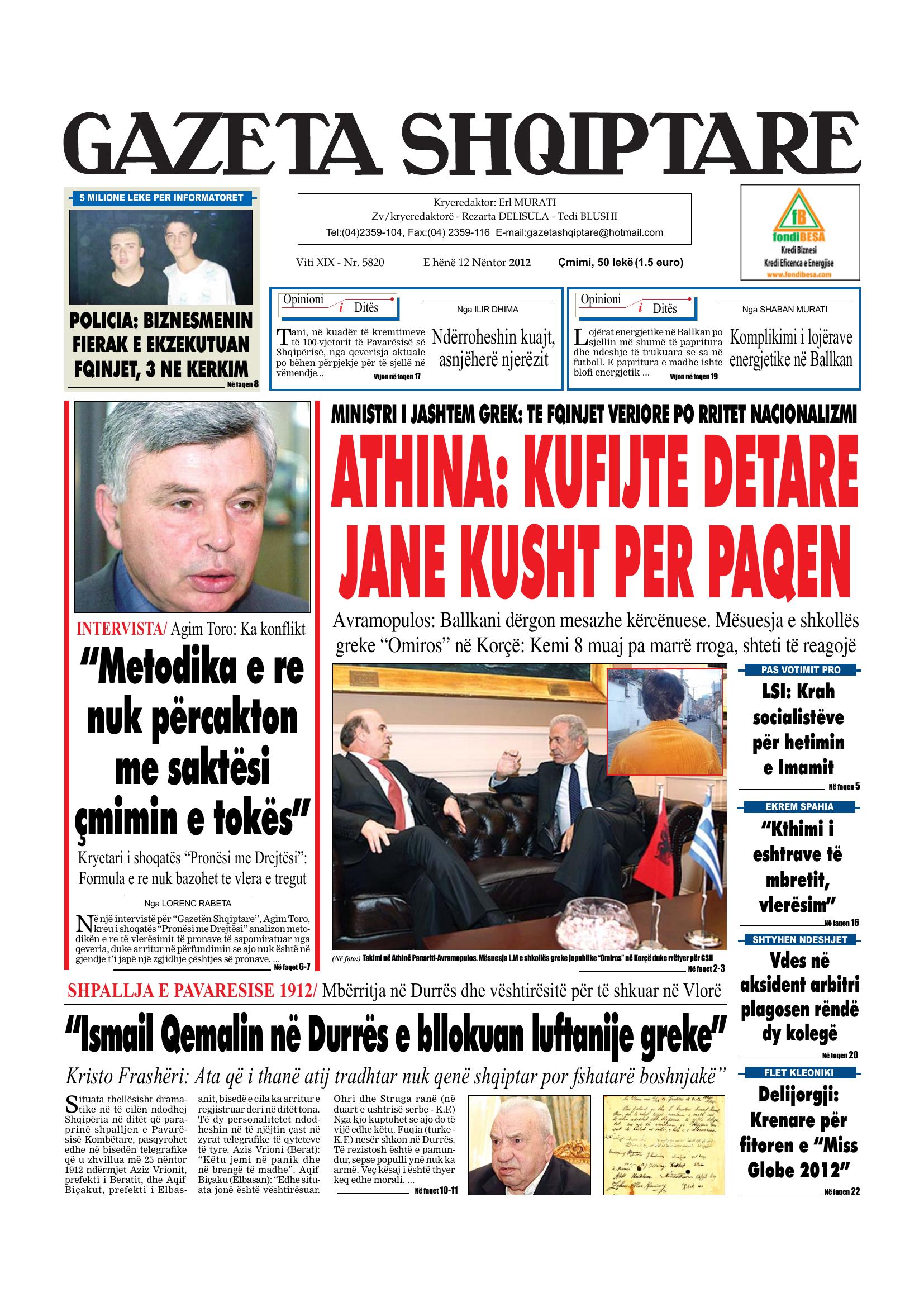 Gazeta Shqiptare 2012-11-12