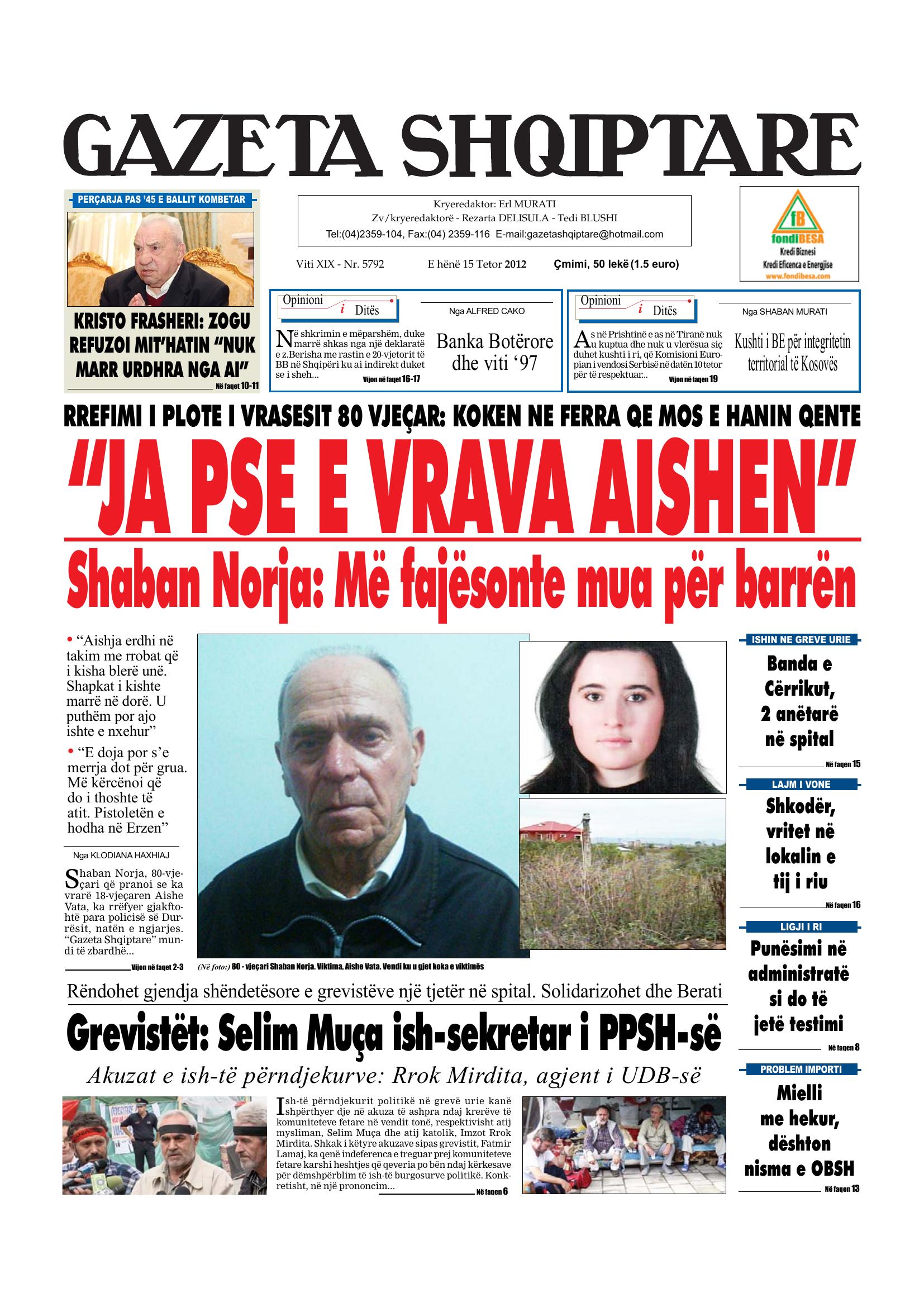 Gazeta Shqiptare 2012-10-15