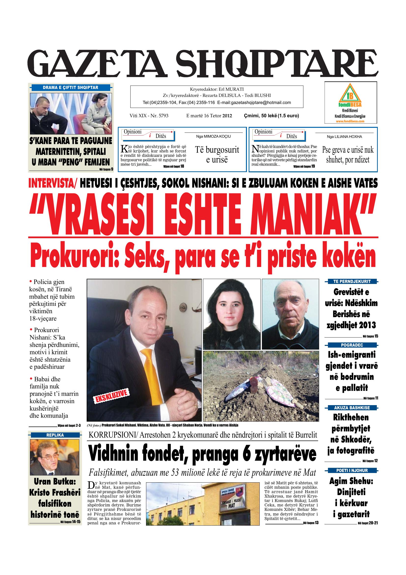 Gazeta Shqiptare 2012-10-16
