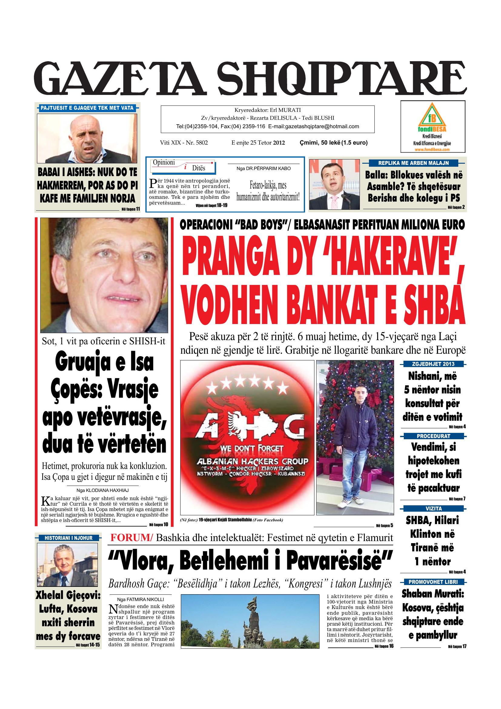 Gazeta Shqiptare 2012-10-25