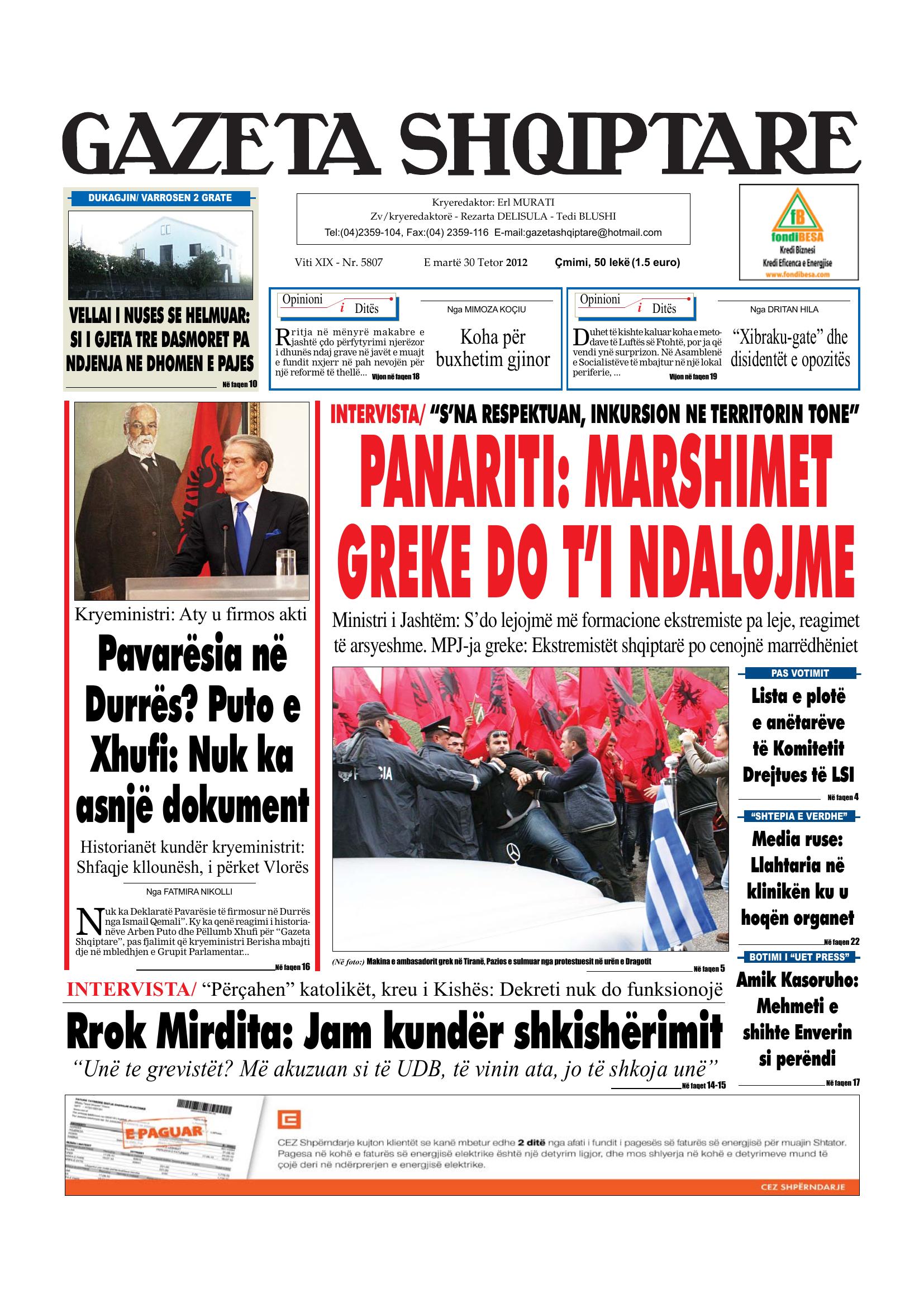 Gazeta Shqiptare 2012-10-30