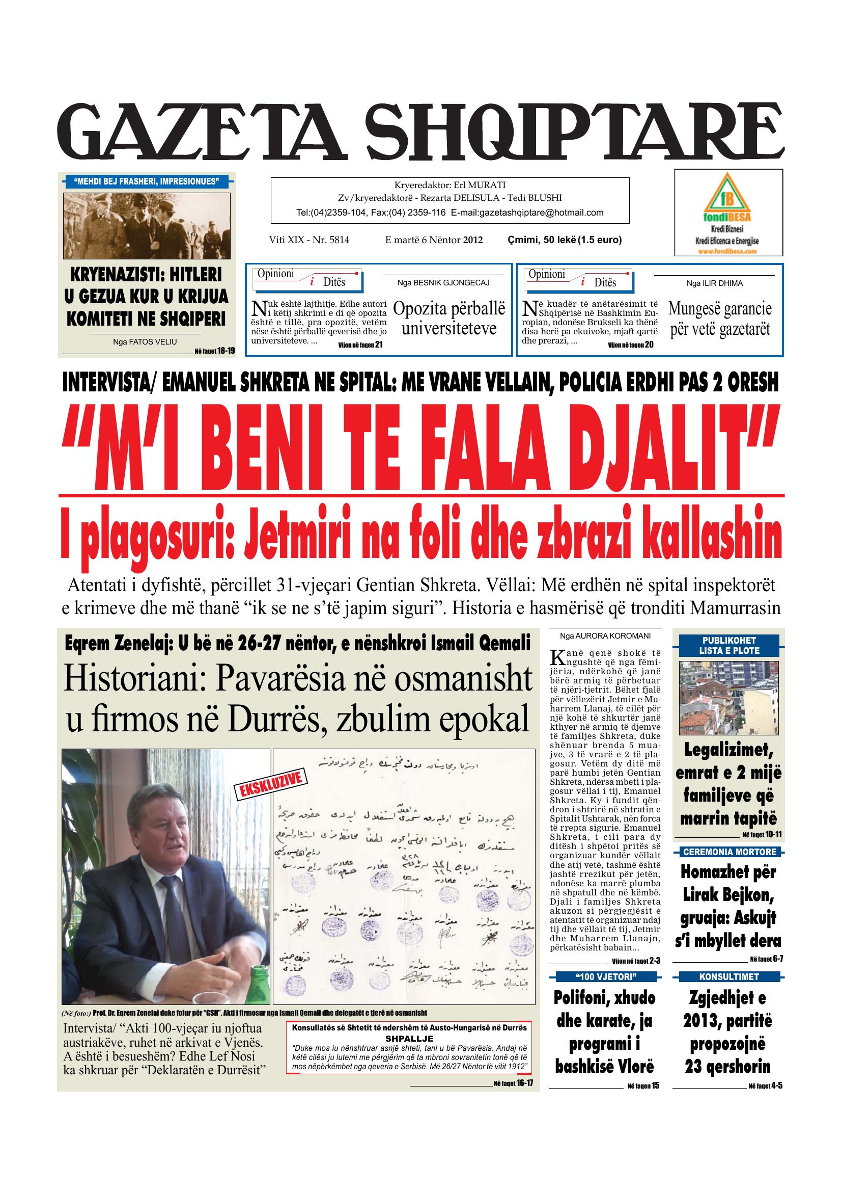Gazeta Shqiptare 2012-11-06