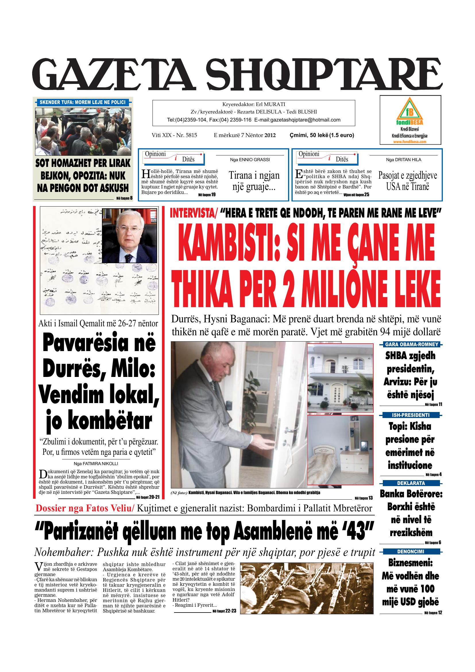 Gazeta Shqiptare 2012-11-07