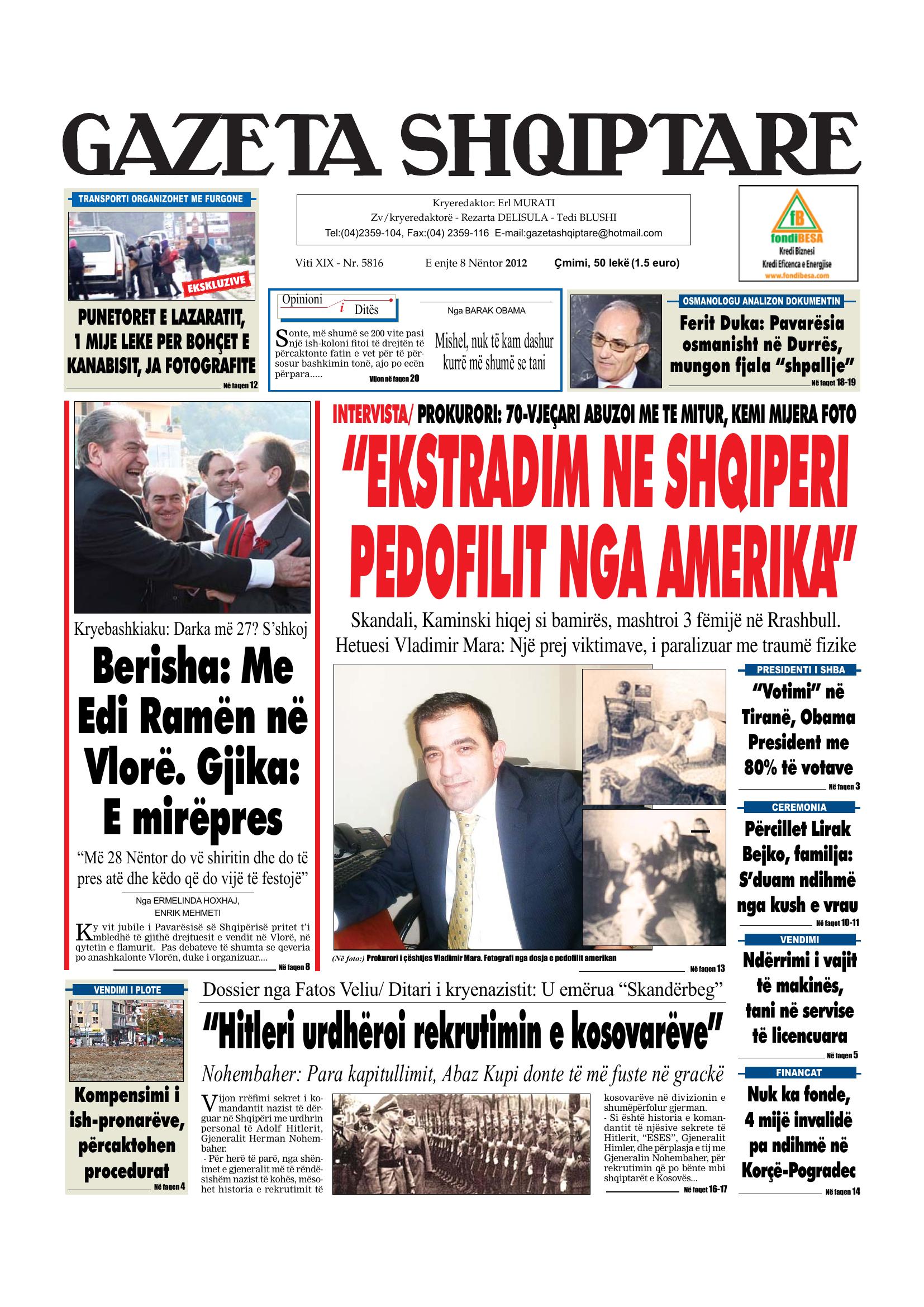 Gazeta Shqiptare 2012-11-08