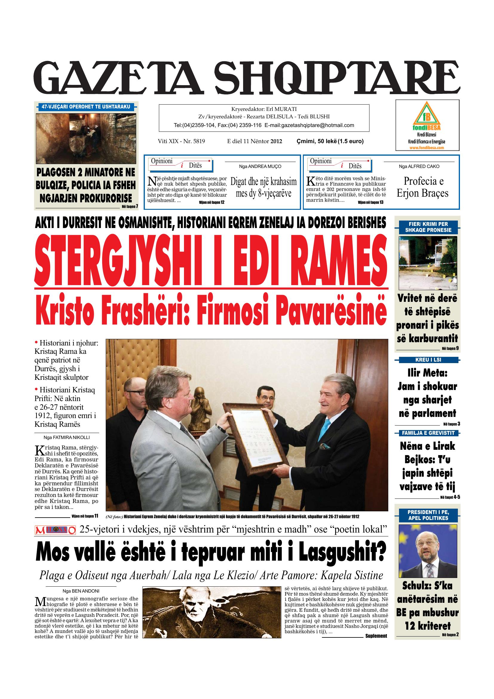 Gazeta Shqiptare 2012-11-11