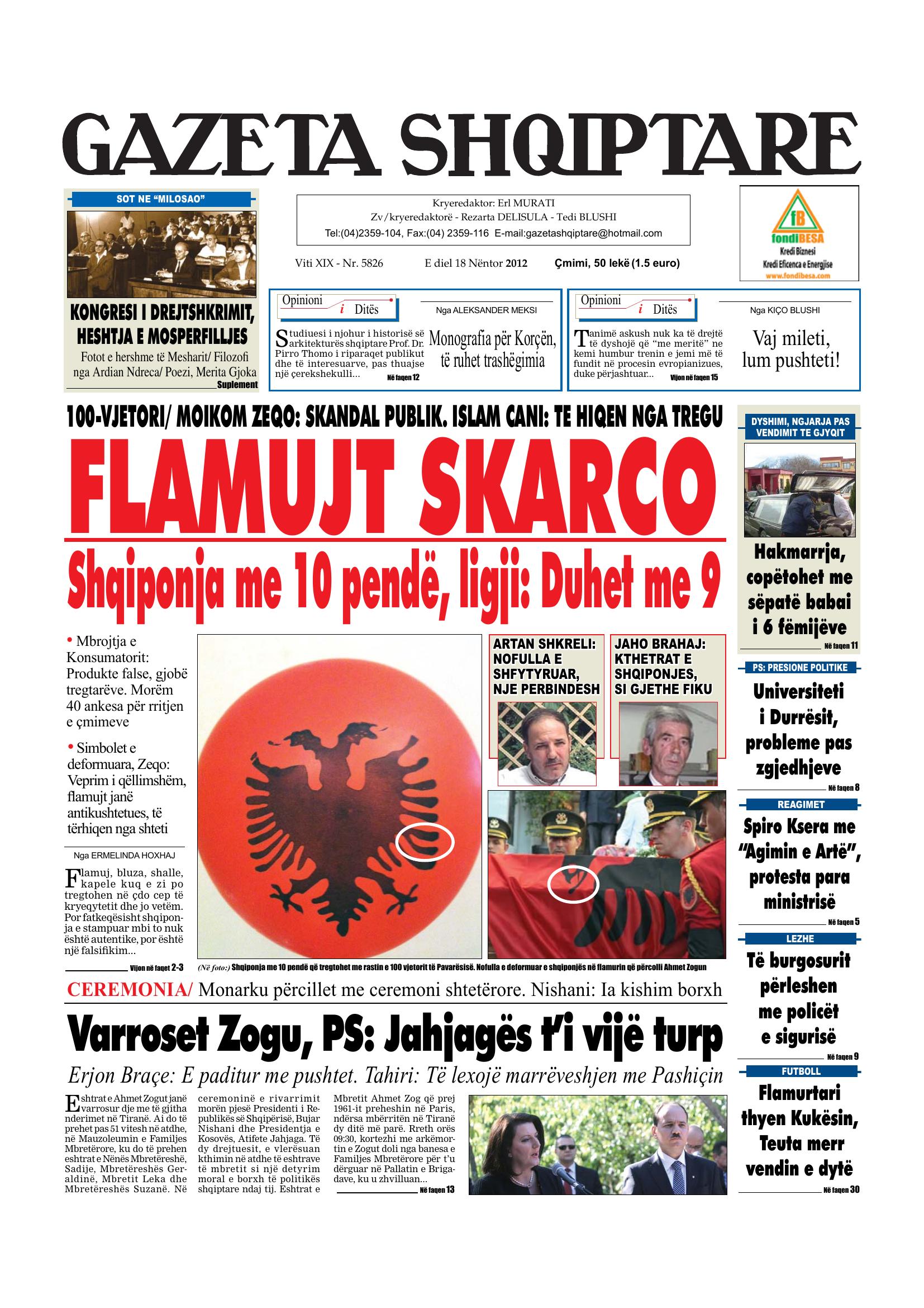 Gazeta Shqiptare 2012-11-18