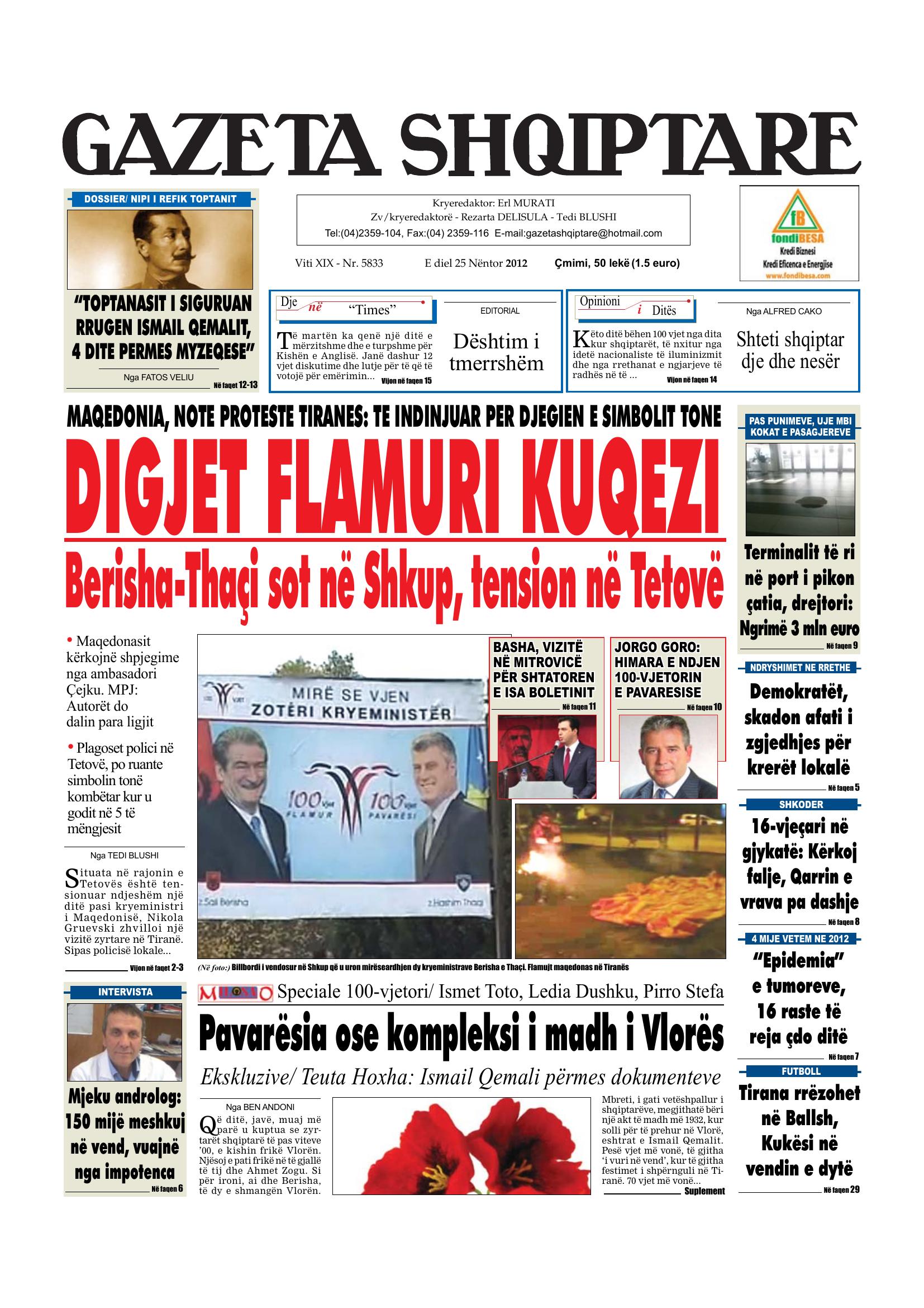 Gazeta Shqiptare 2012-11-25