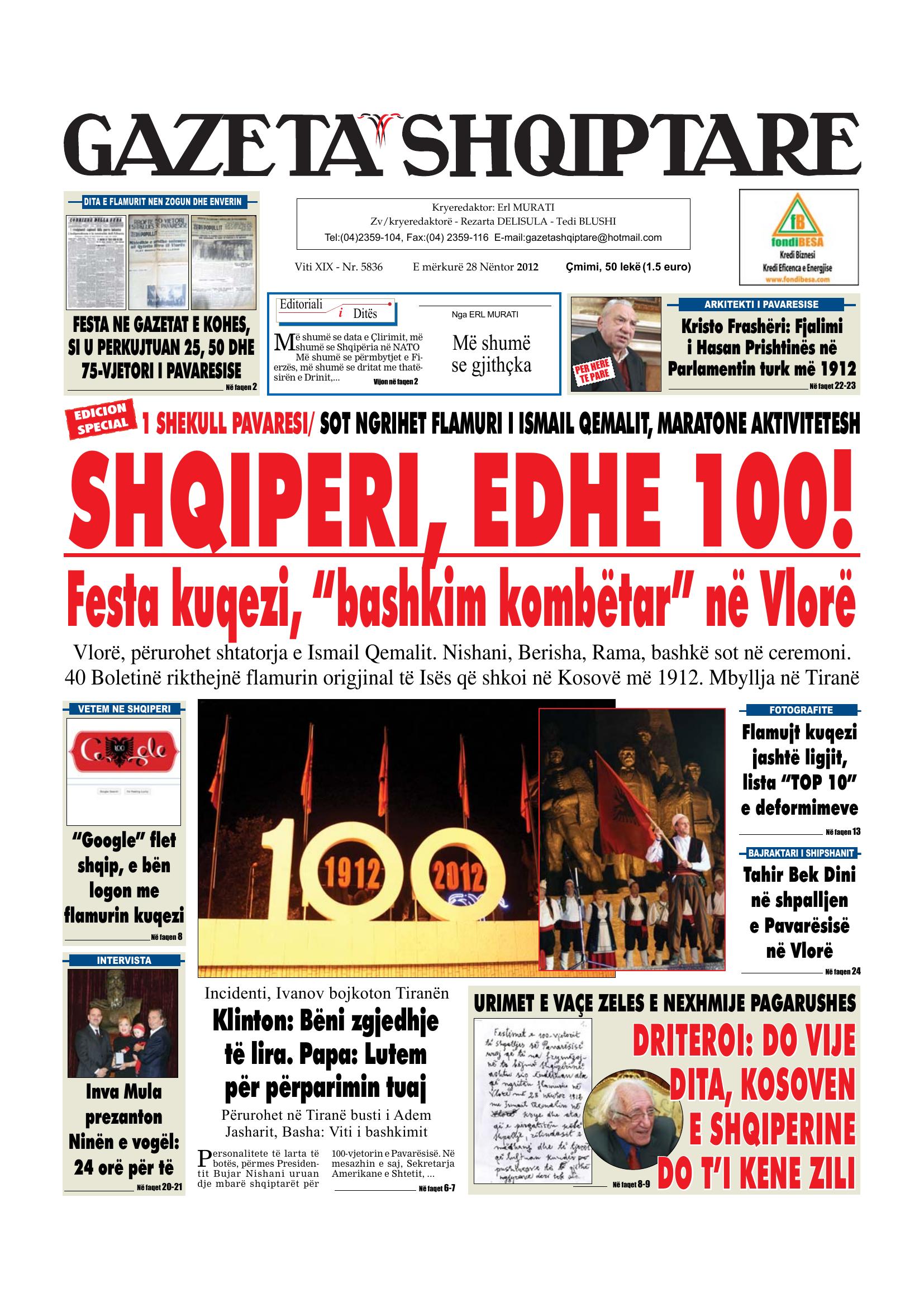 Gazeta Shqiptare 2012-11-28