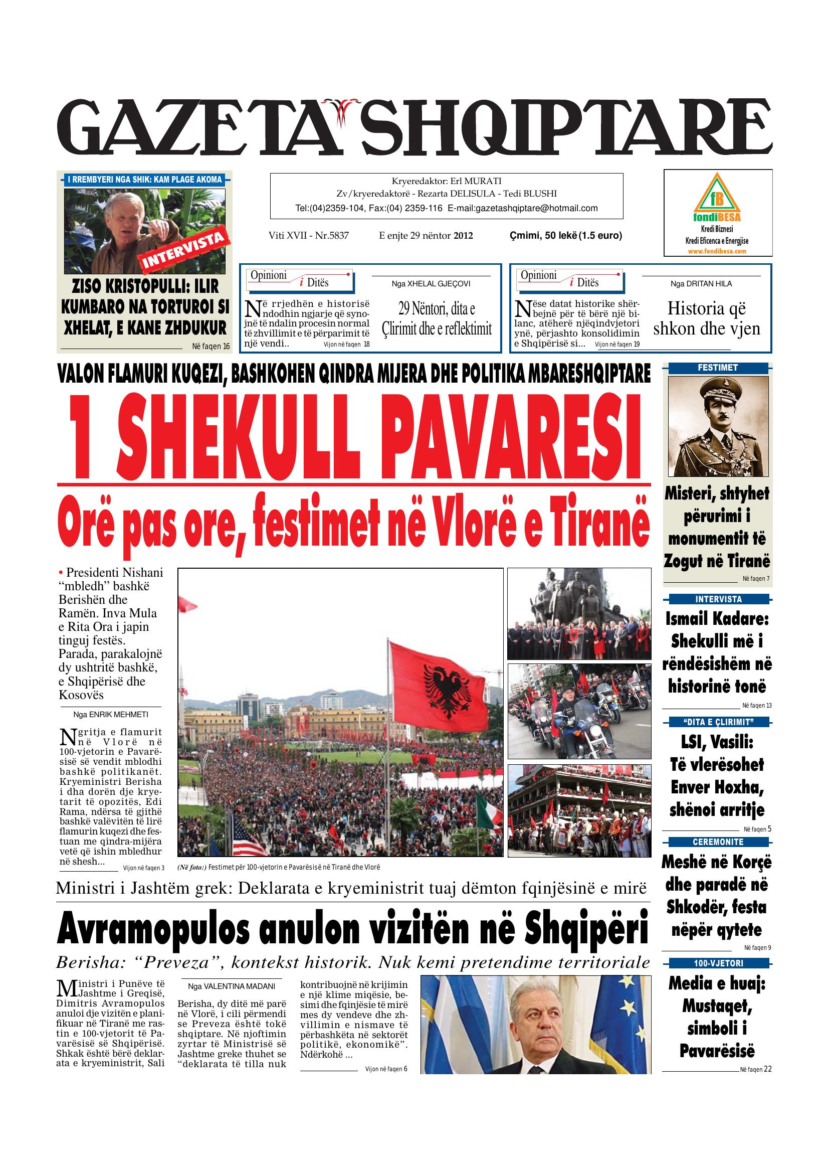 Gazeta Shqiptare 2012-11-29
