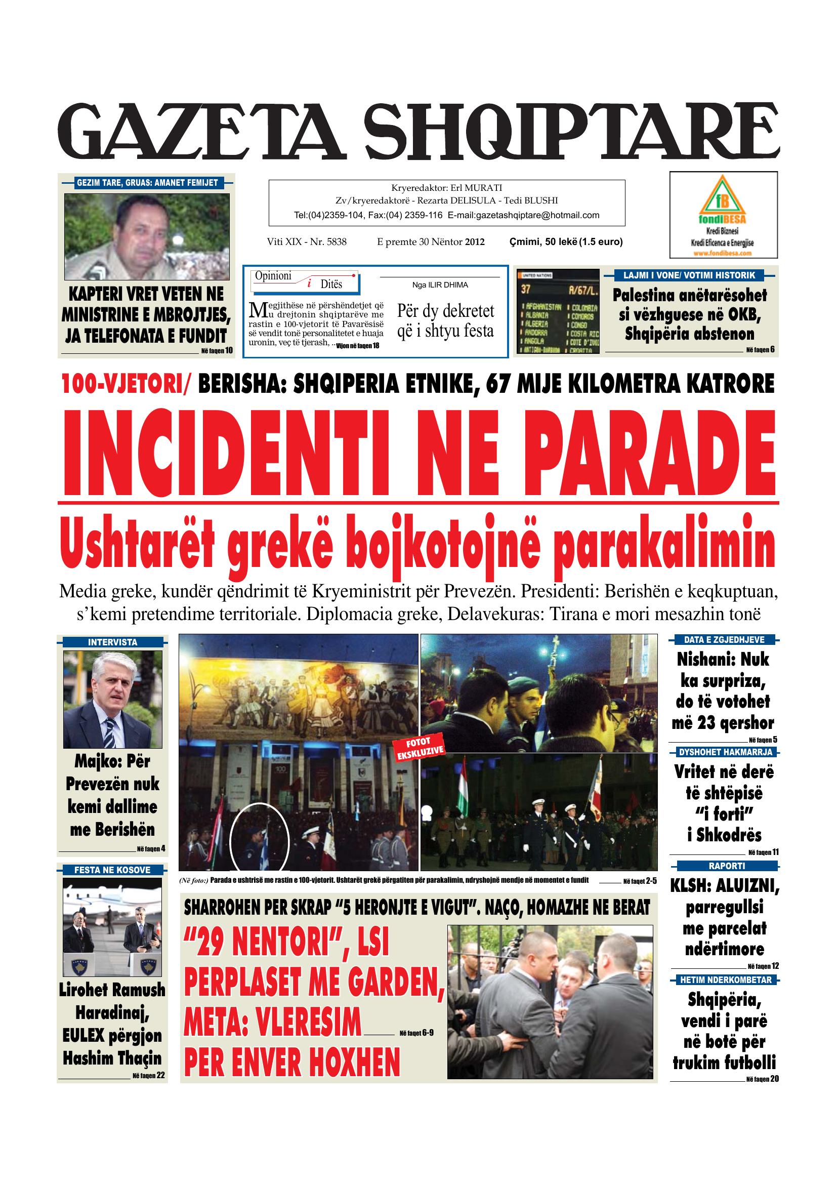Gazeta Shqiptare 2012-11-30