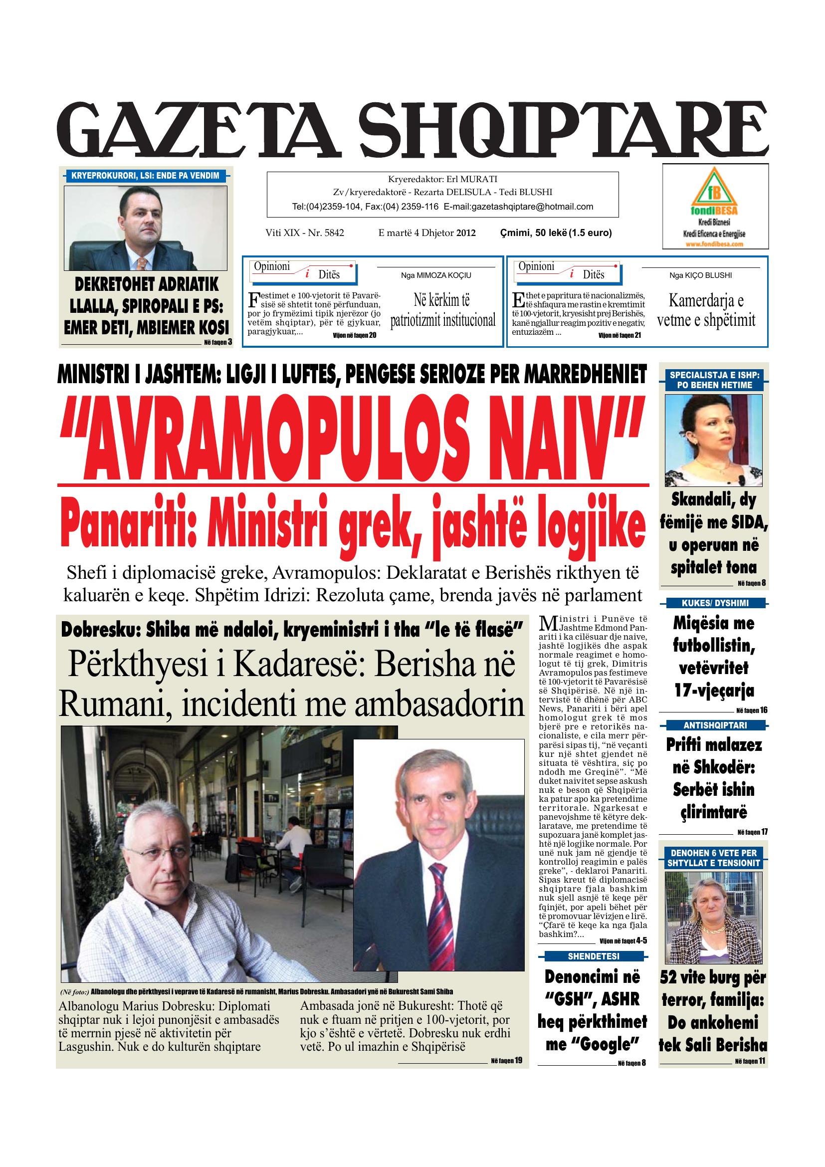 Gazeta Shqiptare 2012-12-04
