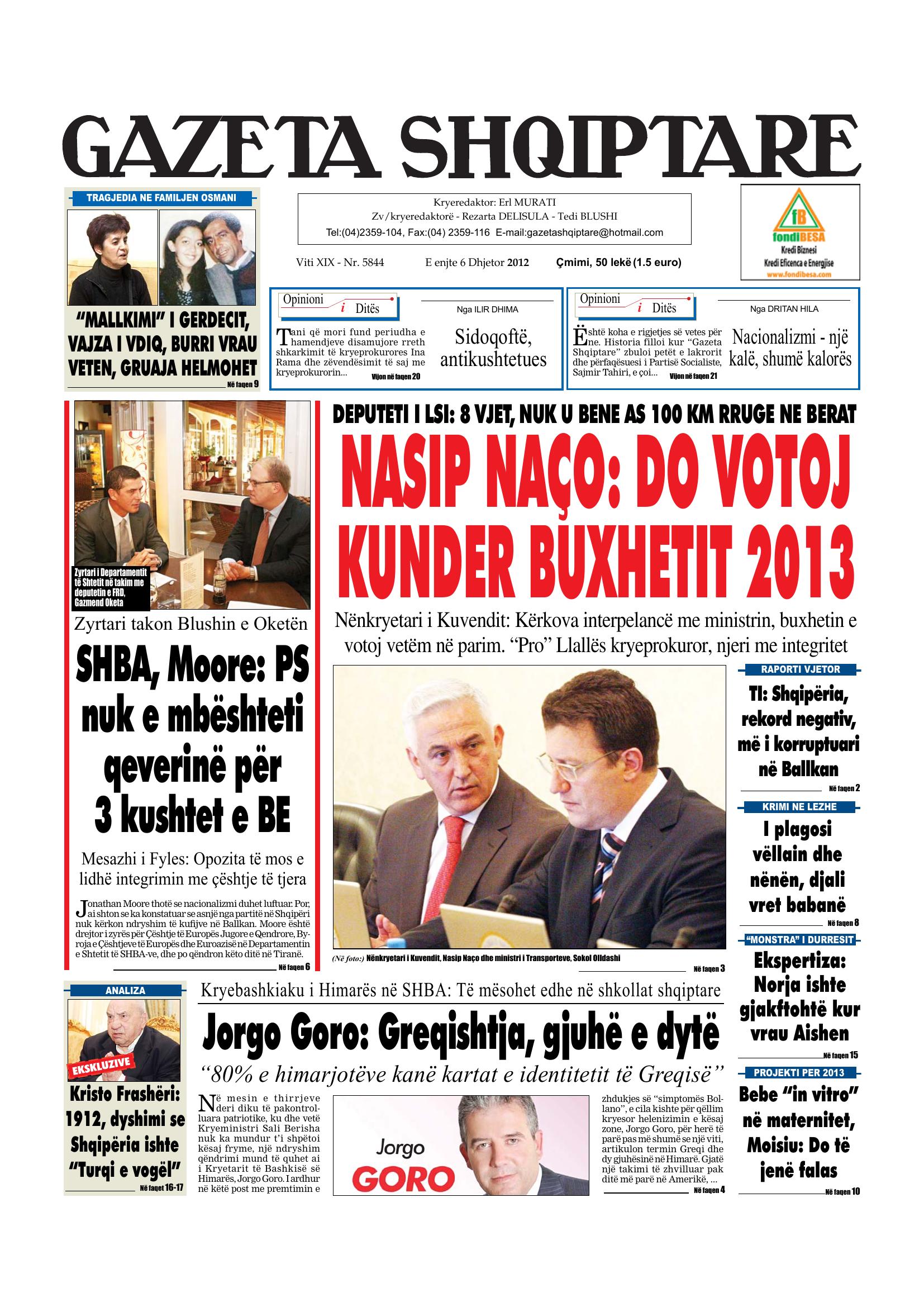 Gazeta Shqiptare 2012-12-06