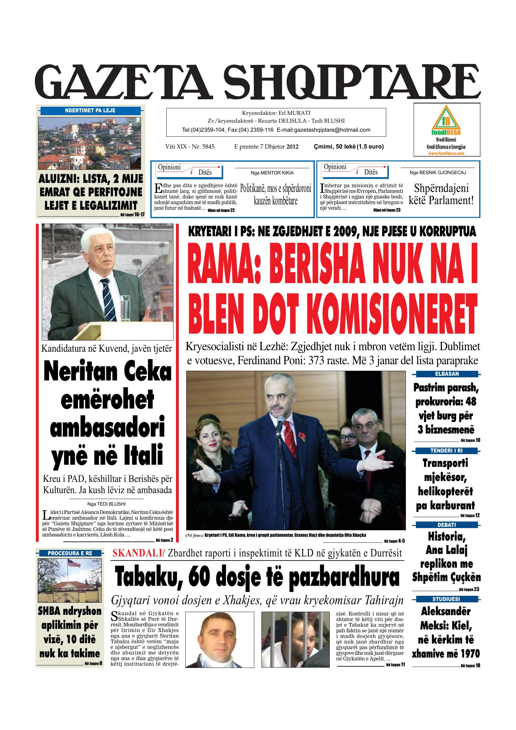 Gazeta Shqiptare 2012-12-07