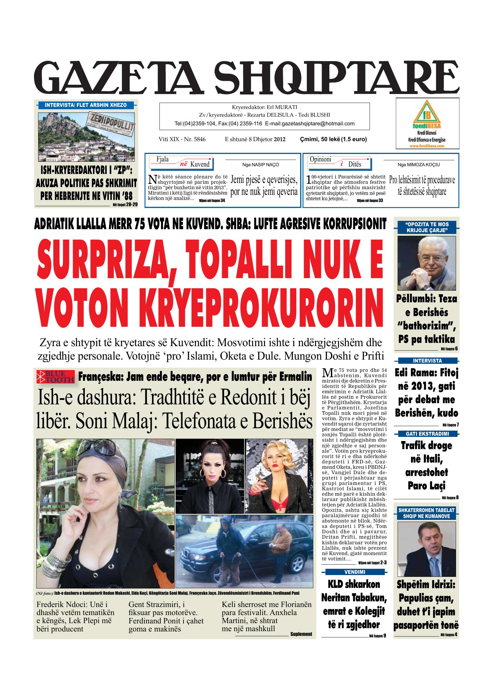 Gazeta Shqiptare 2012-12-08