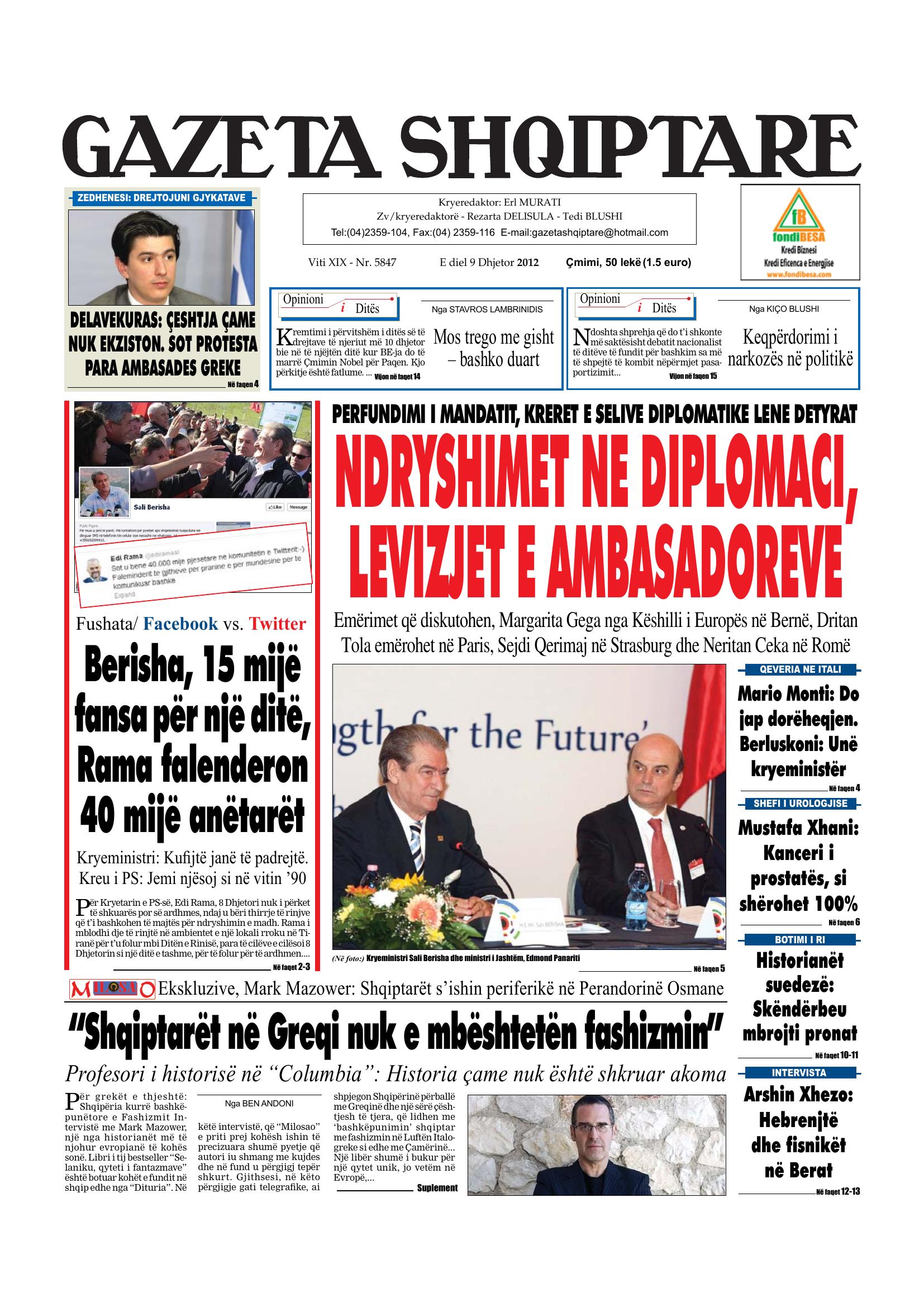 Gazeta Shqiptare 2012-12-09