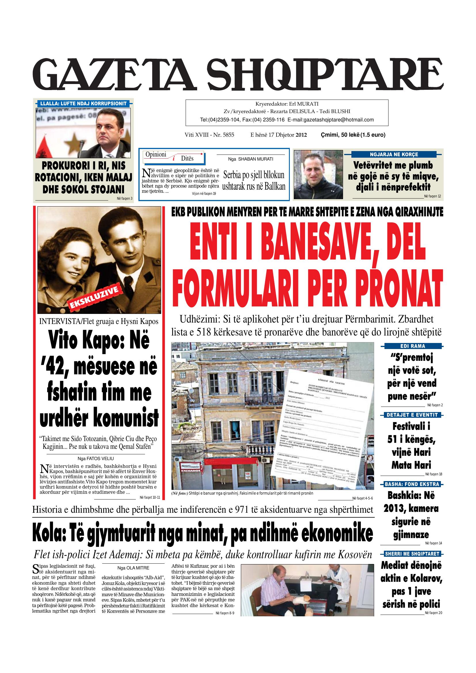 Gazeta Shqiptare 2012-12-17