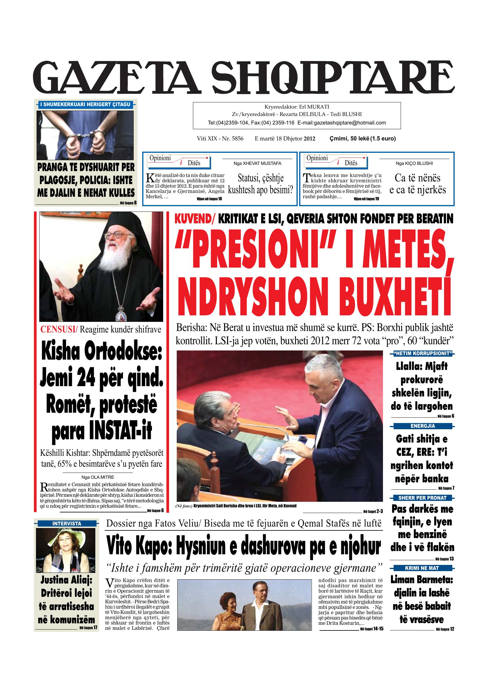 Gazeta Shqiptare 2012-12-18