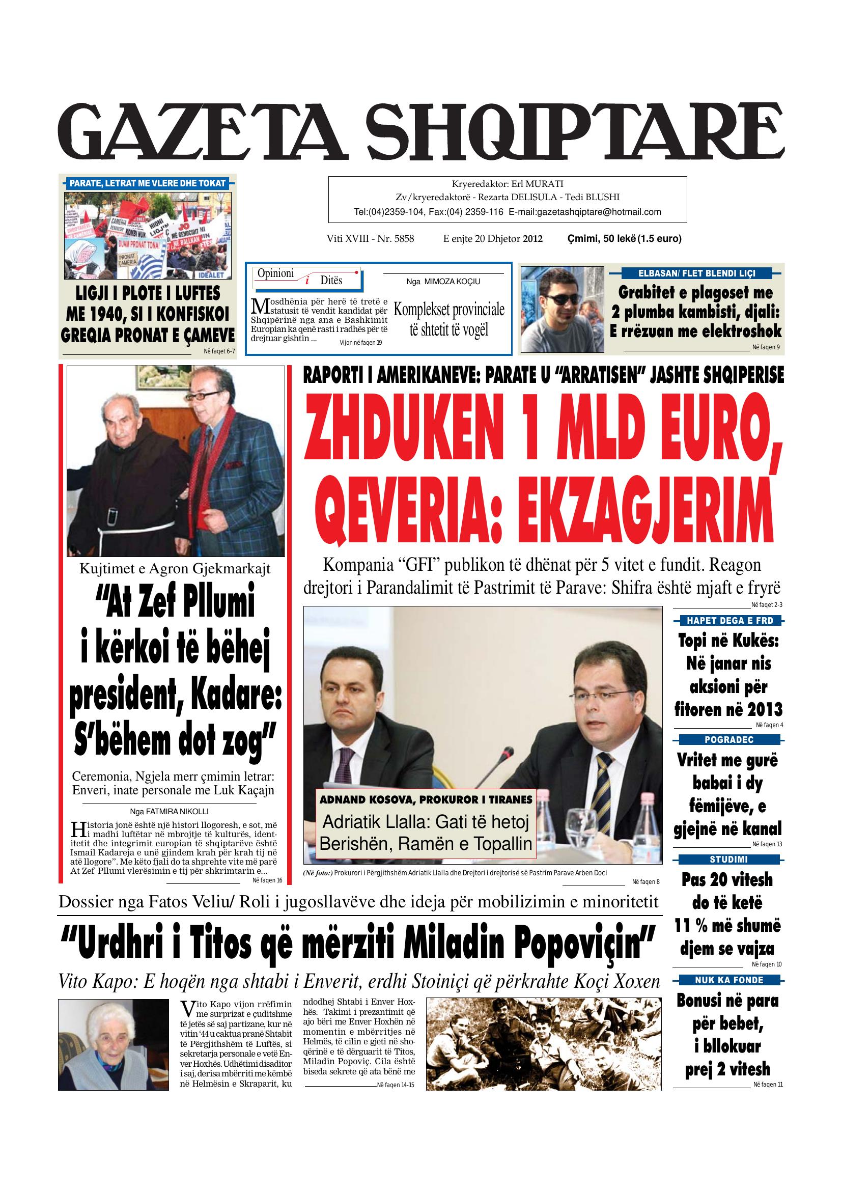 Gazeta Shqiptare 2012-12-20