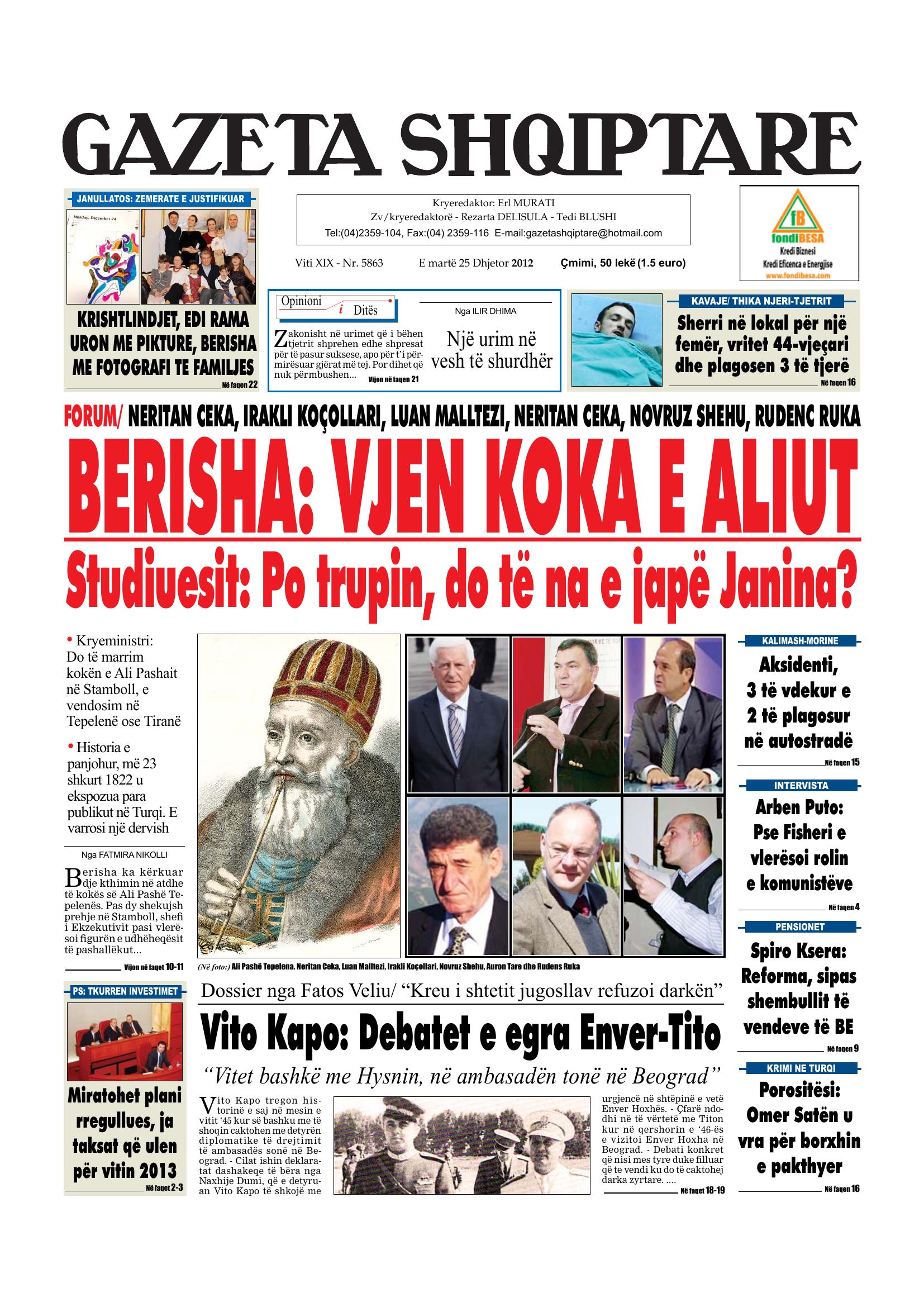Gazeta Shqiptare 2012-12-25