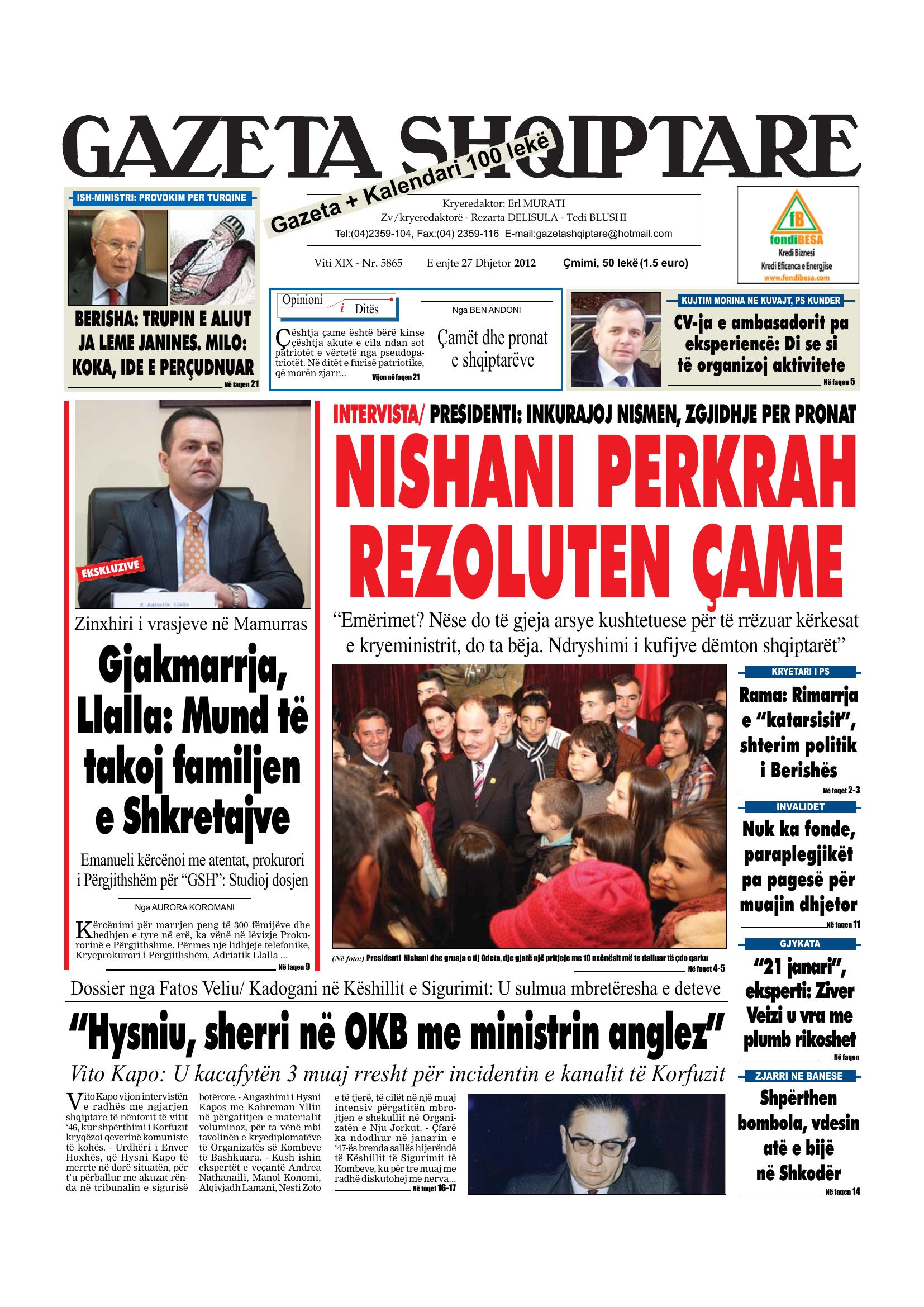 Gazeta Shqiptare 2012-12-27