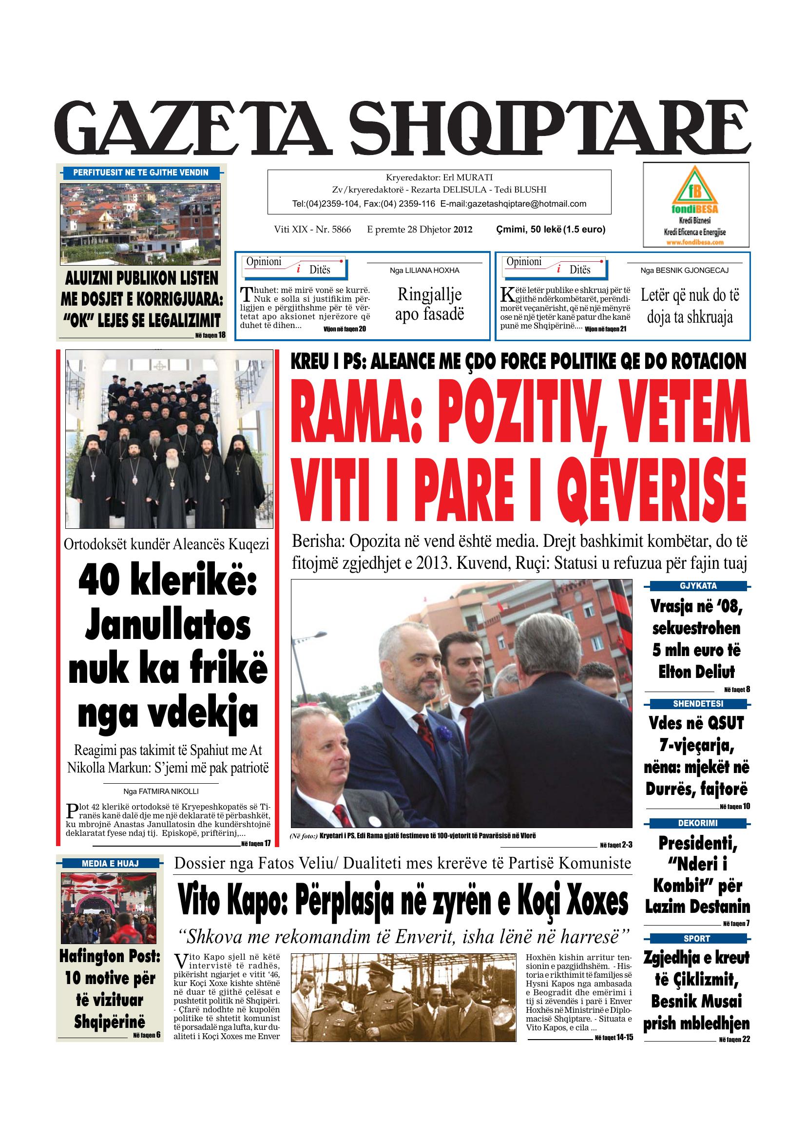 Gazeta Shqiptare 2012-12-28