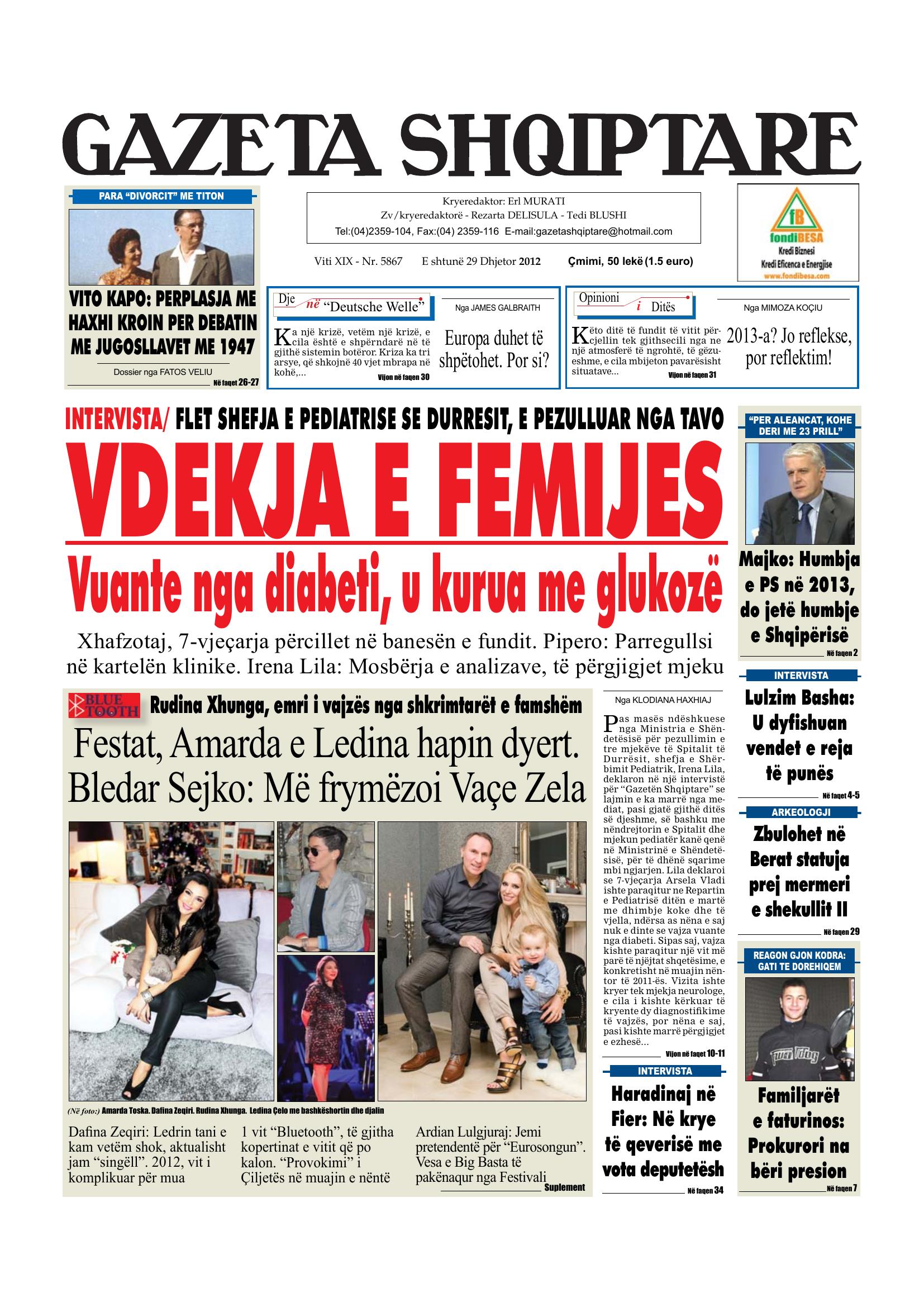 Gazeta Shqiptare 2012-12-29