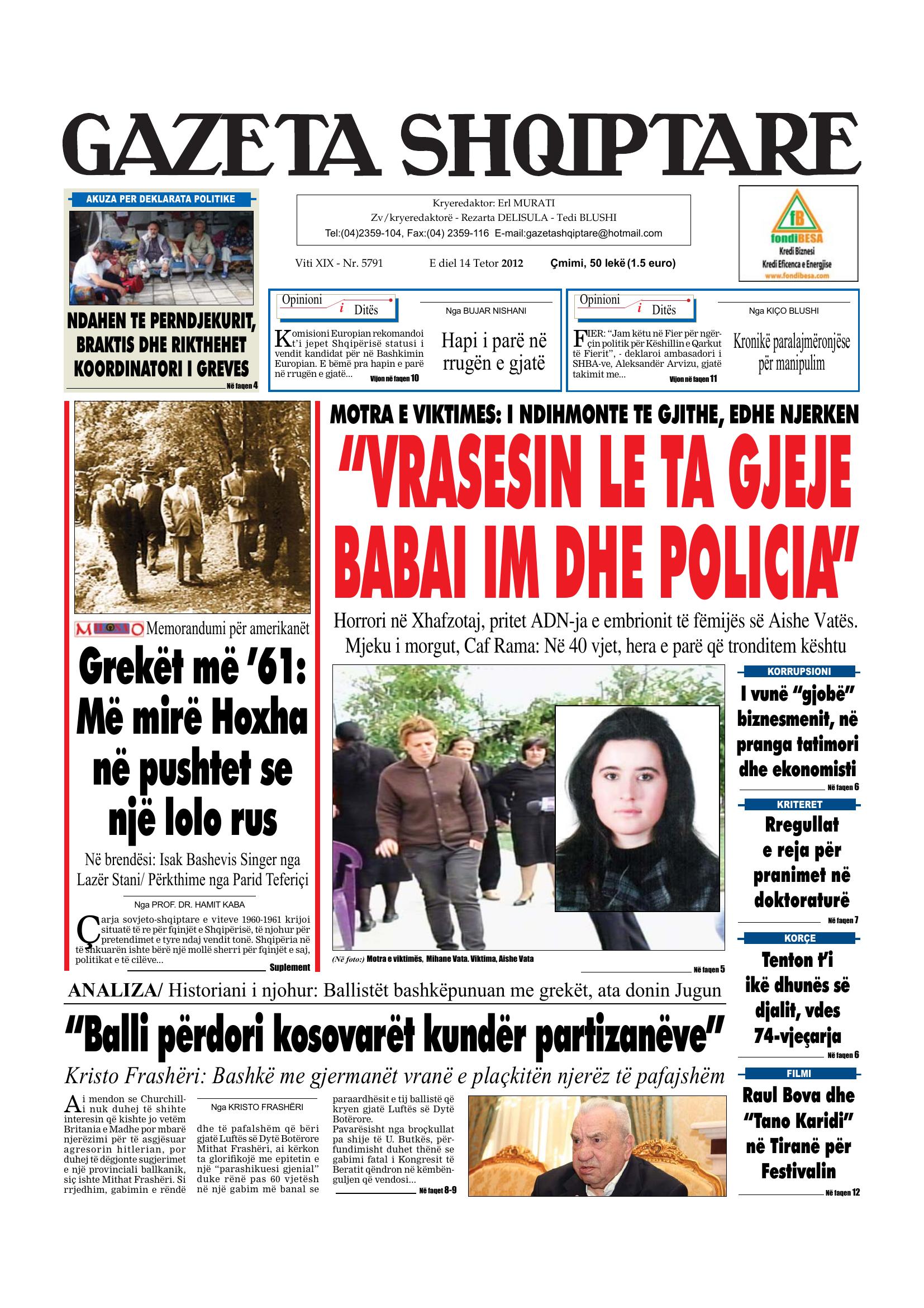Gazeta Shqiptare 2012-10-14