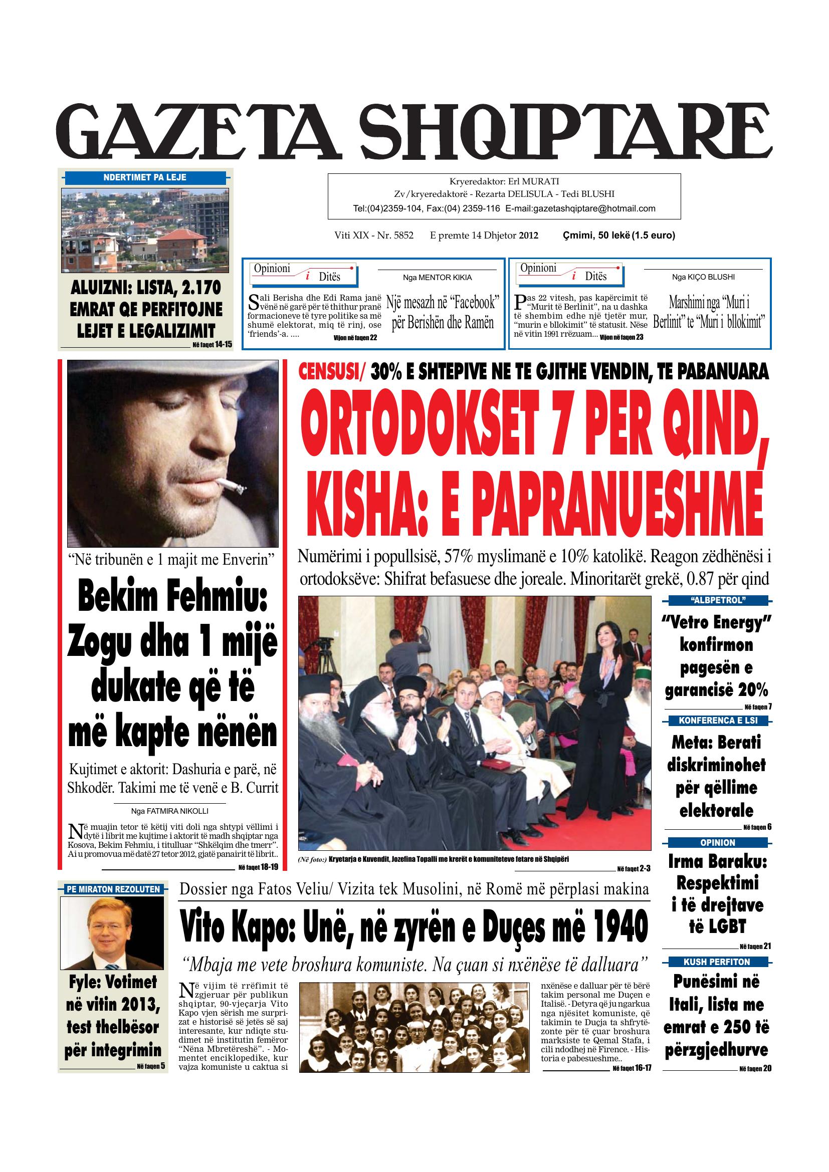 Gazeta Shqiptare 2012-12-14