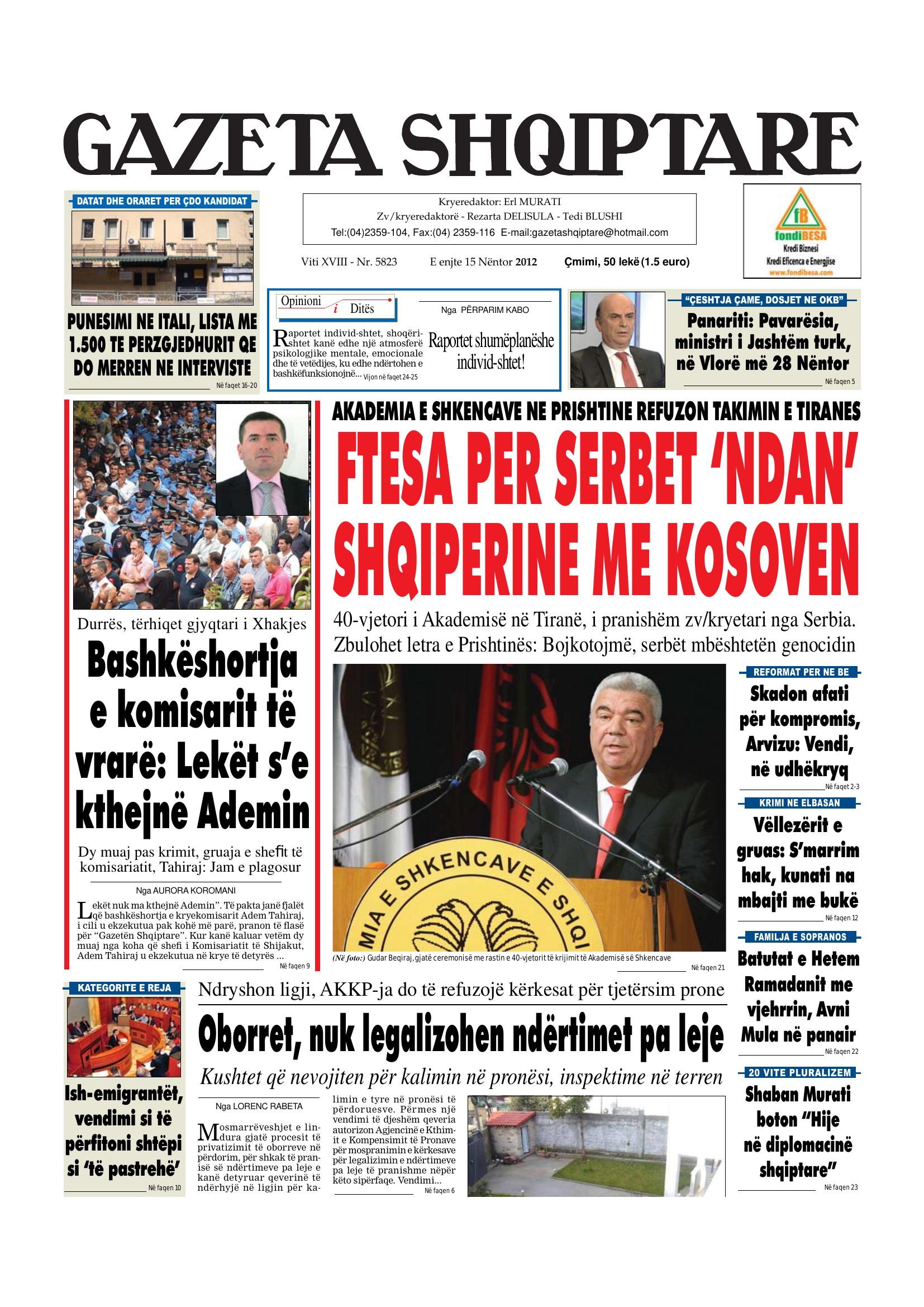 Gazeta Shqiptare 2012-11-15