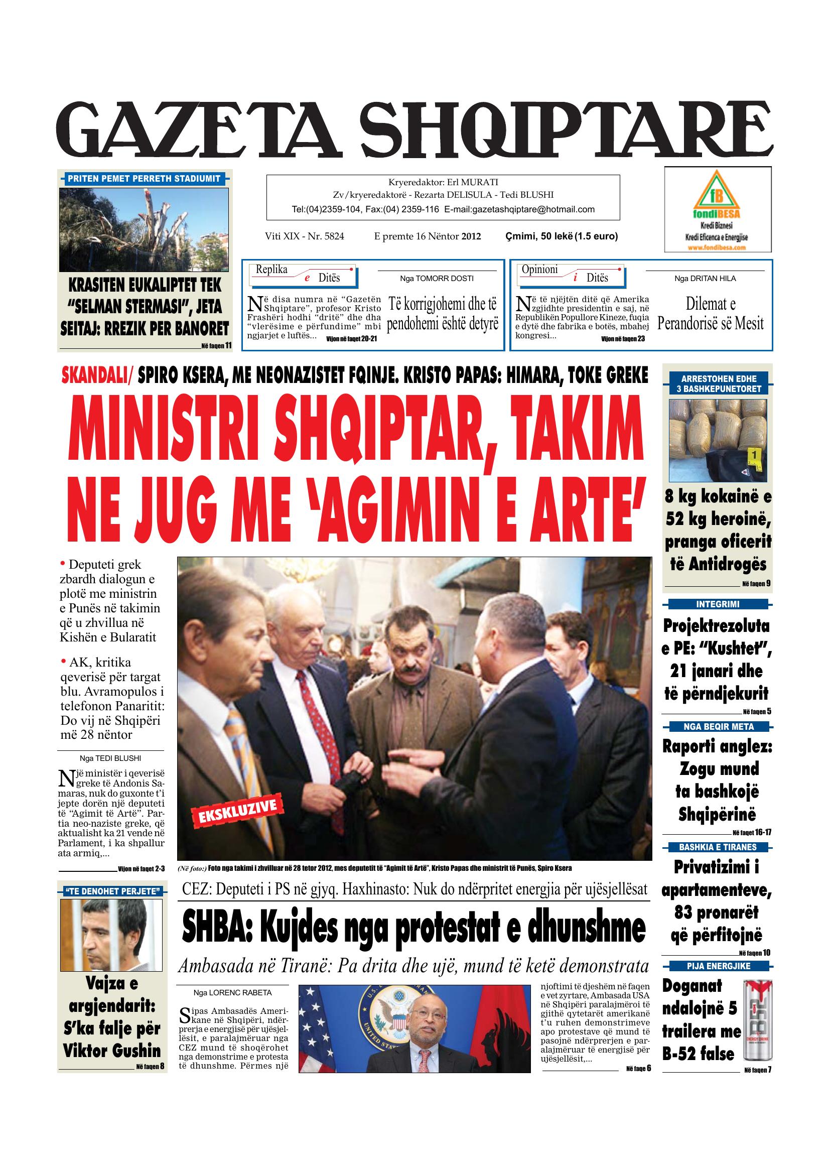 Gazeta Shqiptare 2012-11-16