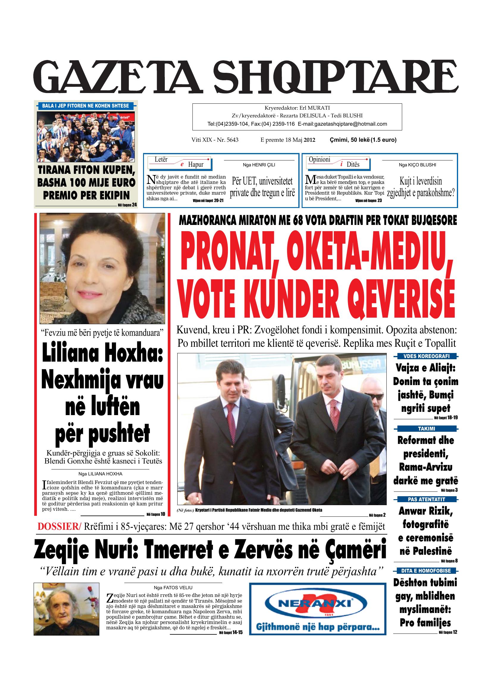 Gazeta Shqiptare 2012-05-18