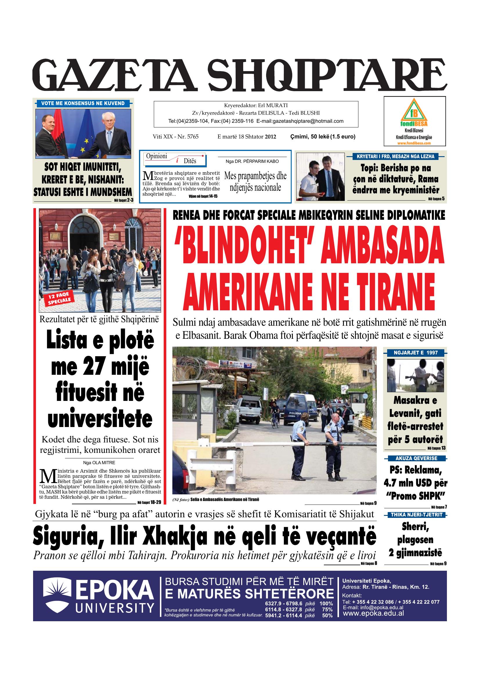 Gazeta Shqiptare 2012-09-18