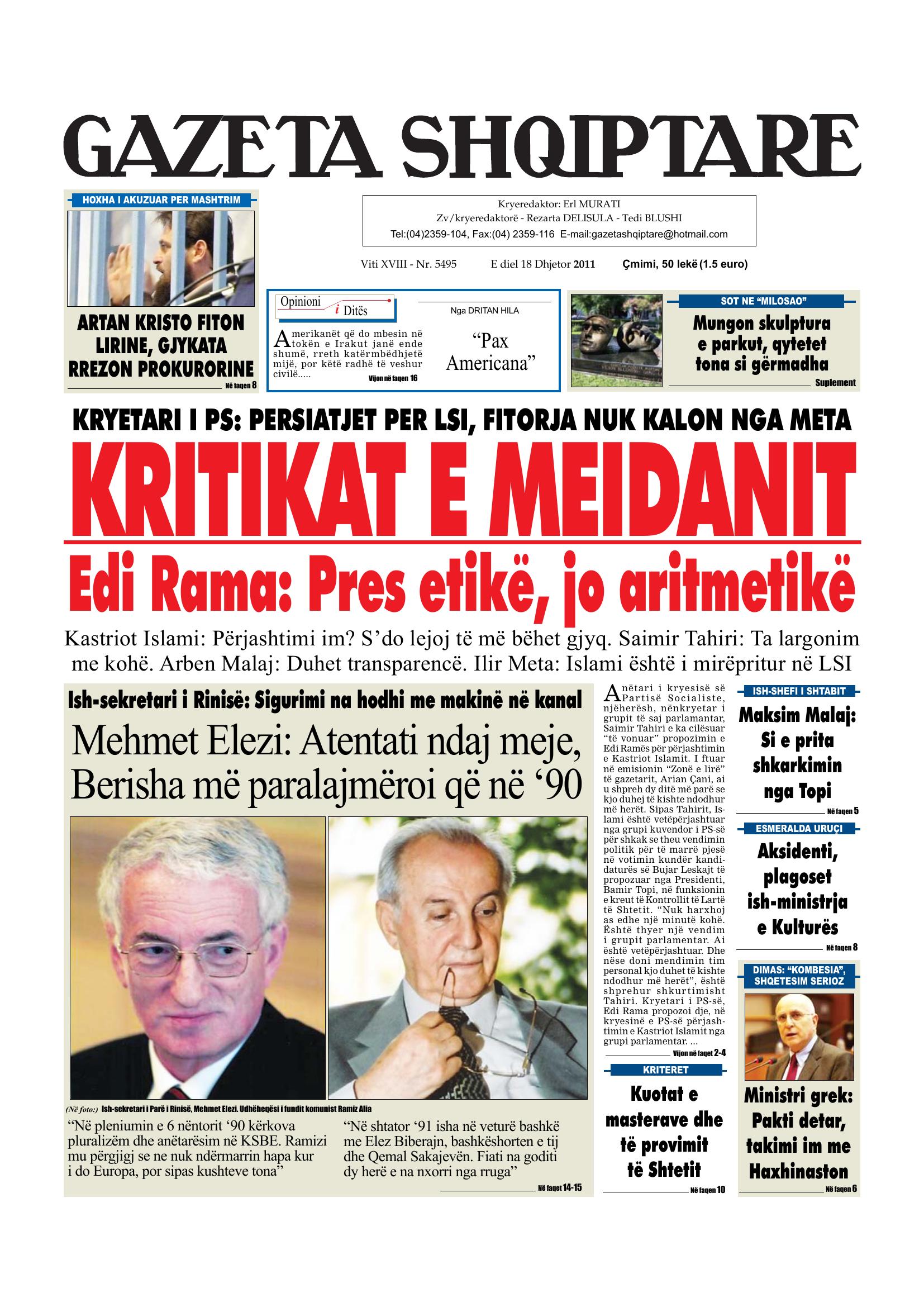 Gazeta Shqiptare 2011-12-18