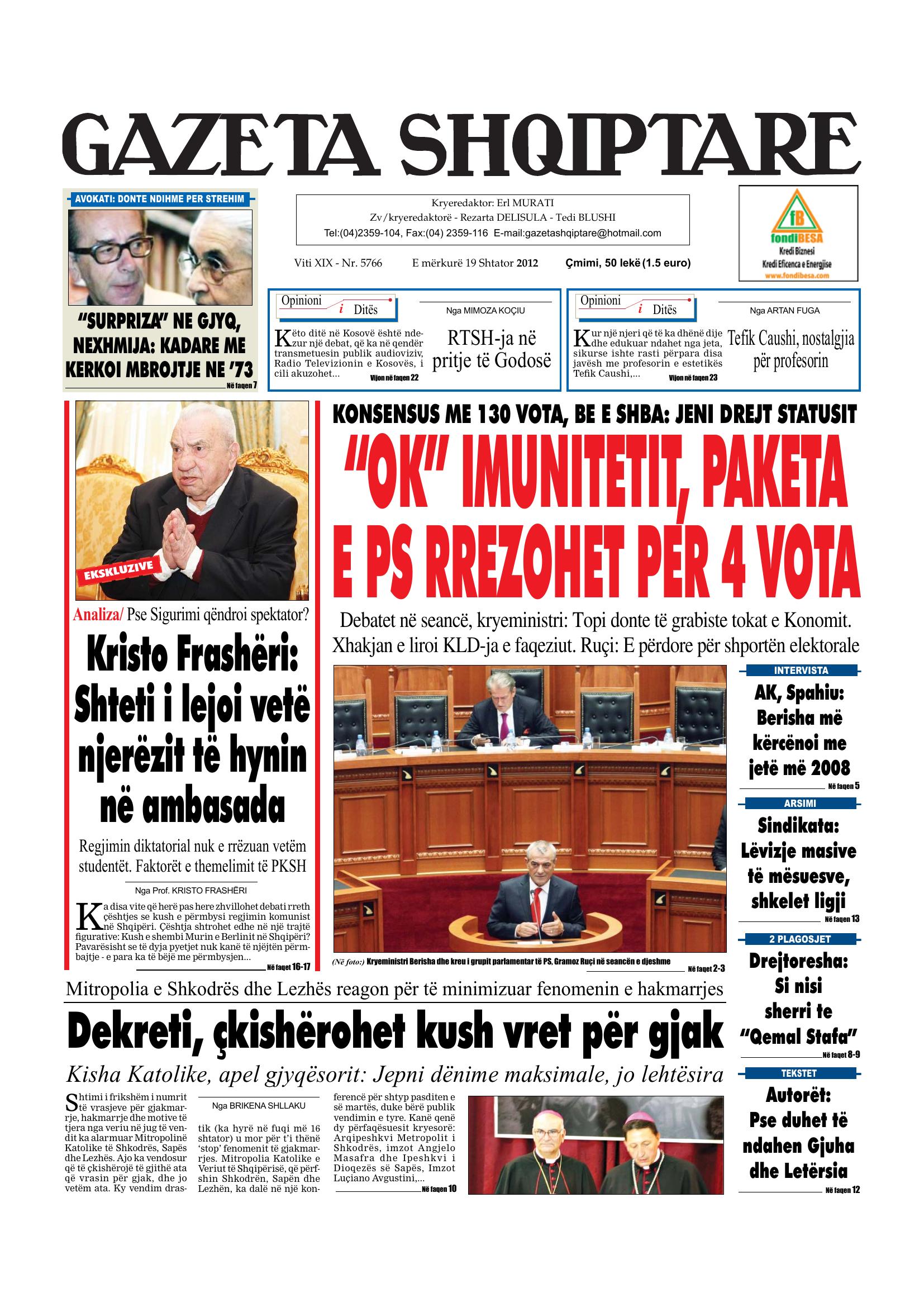 Gazeta Shqiptare 2012-09-19