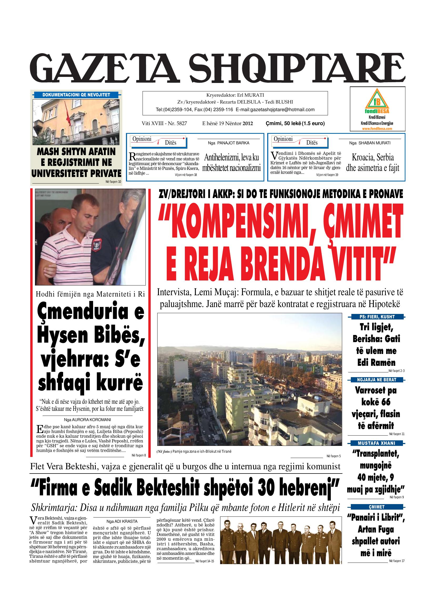 Gazeta Shqiptare 2012-11-19