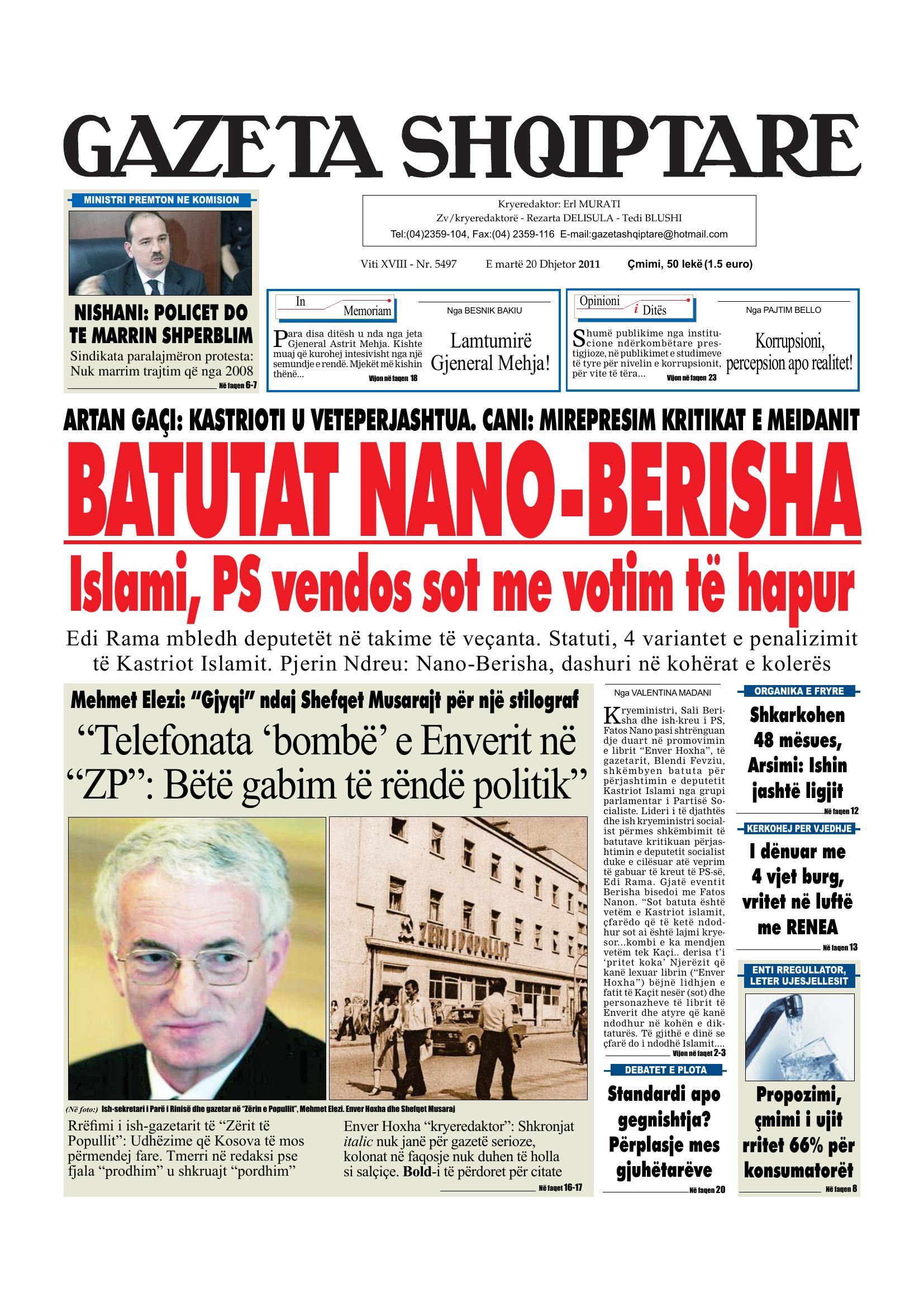 Gazeta Shqiptare 2011-12-20