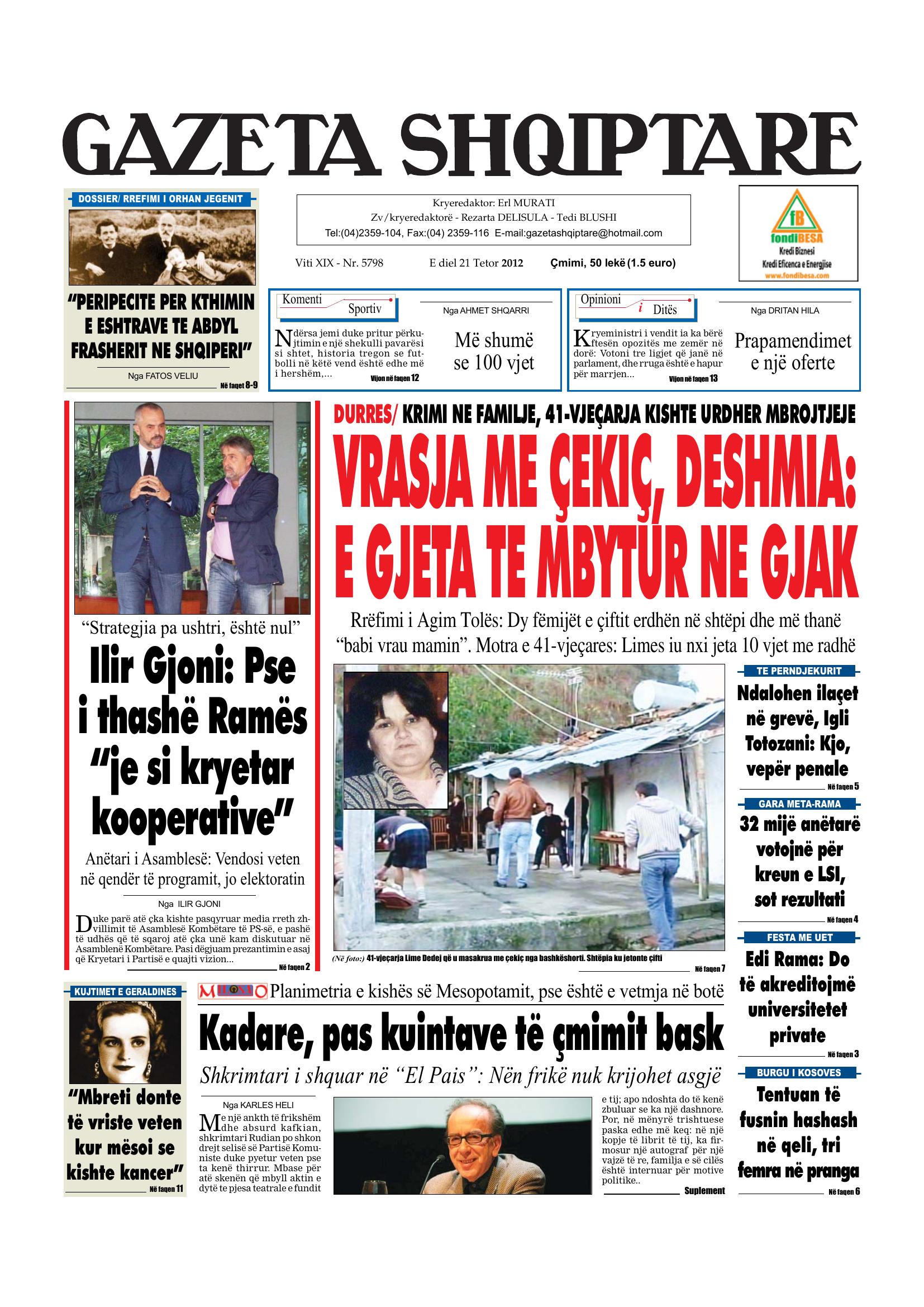 Gazeta Shqiptare 2012-10-21
