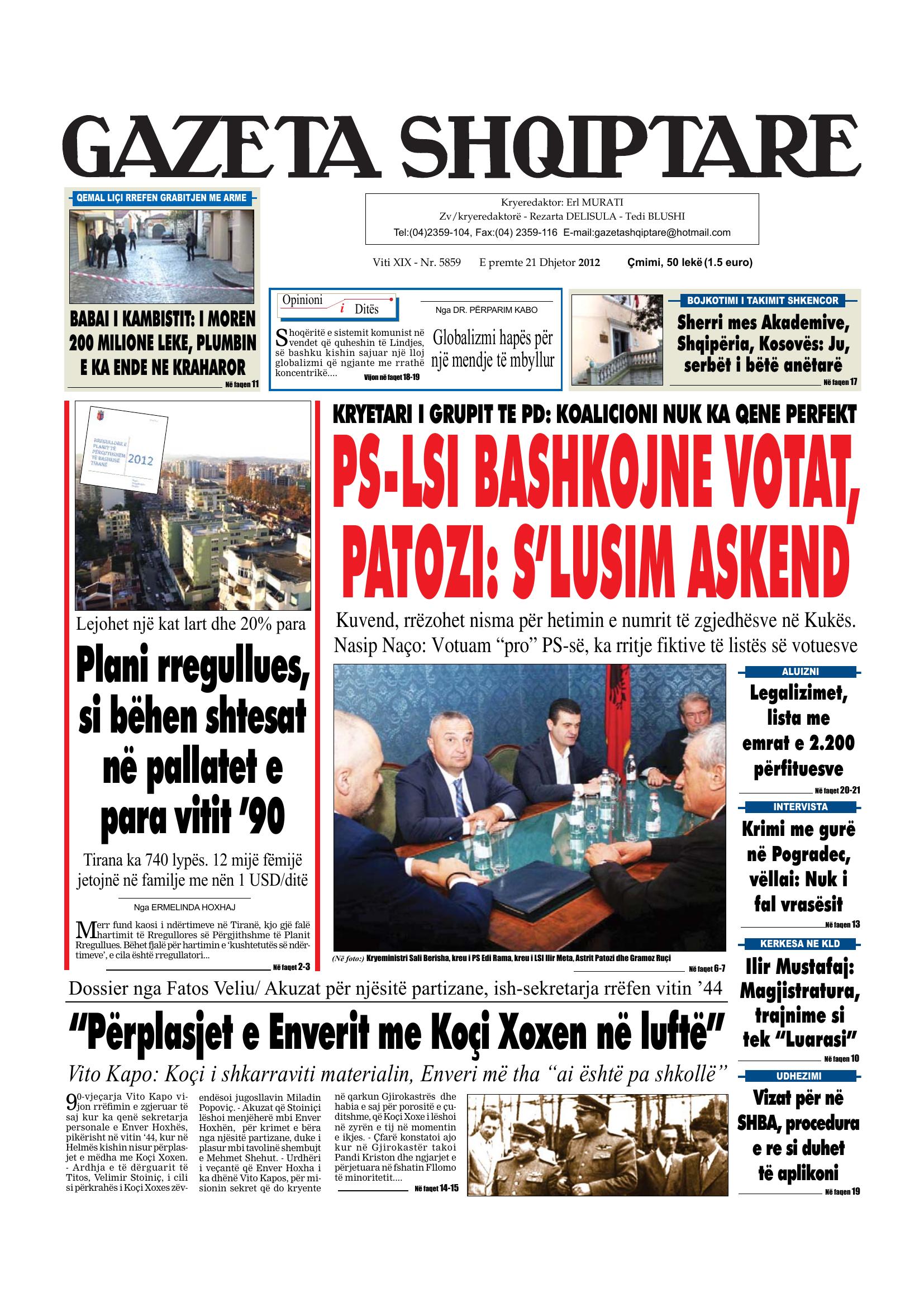 Gazeta Shqiptare 2012-12-21
