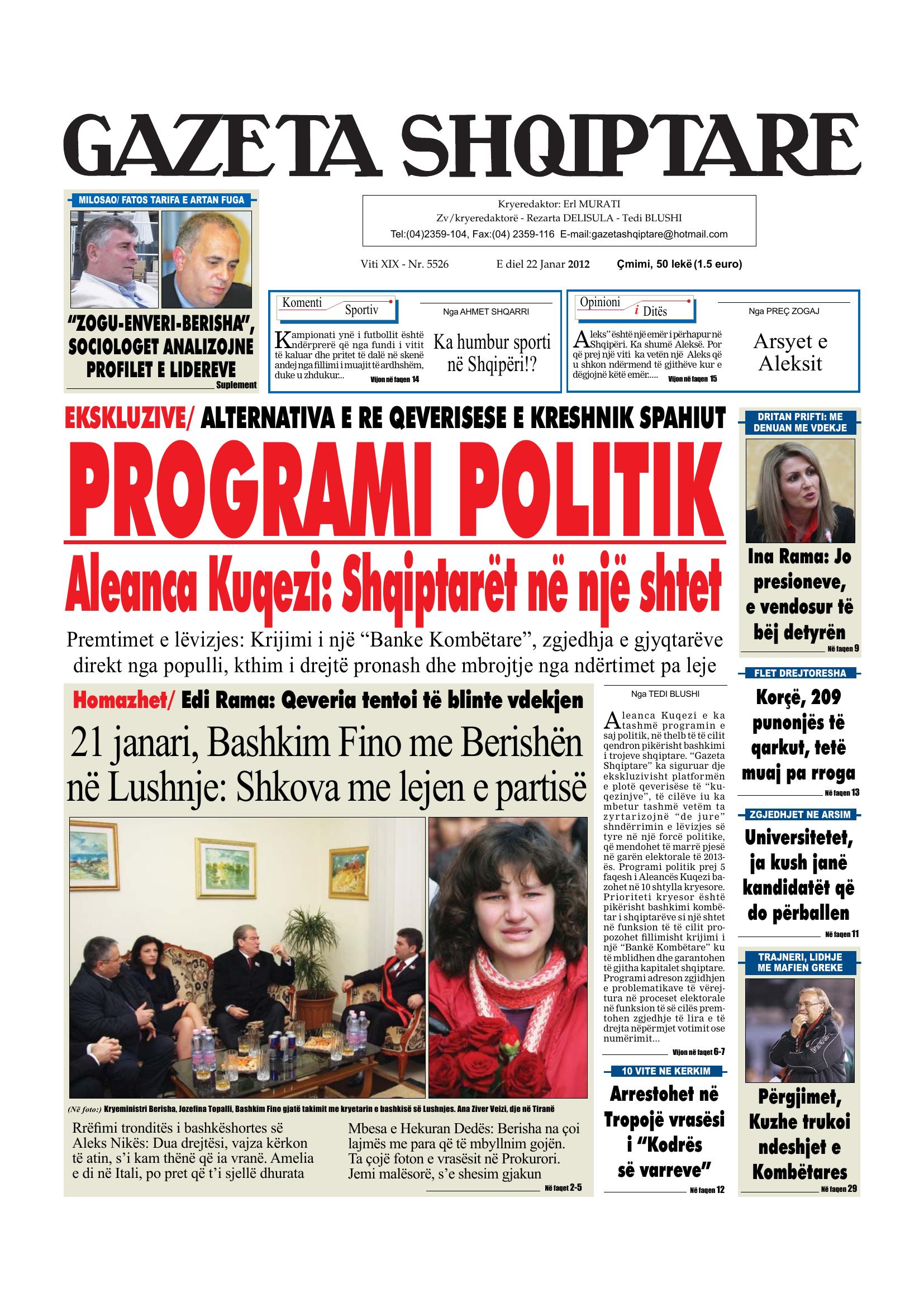 Gazeta Shqiptare 2012-01-22