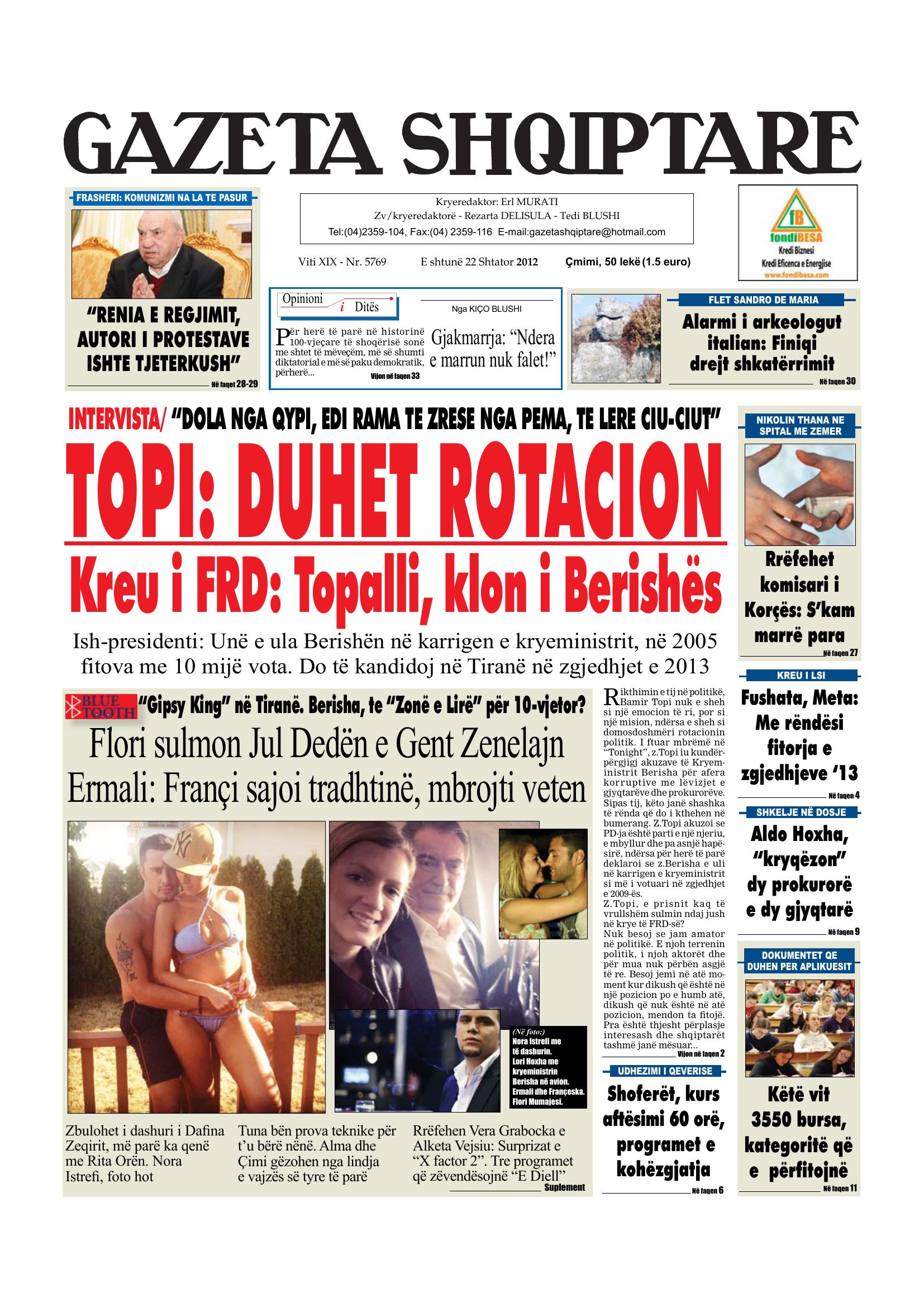 Gazeta Shqiptare 2012-09-22