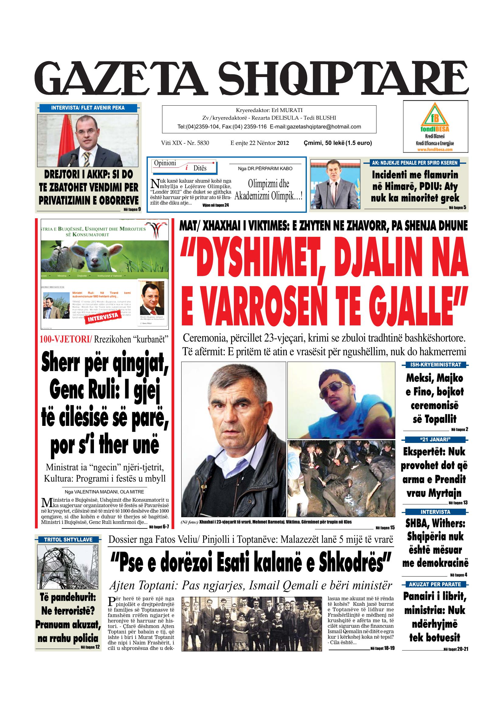 Gazeta Shqiptare 2012-11-22