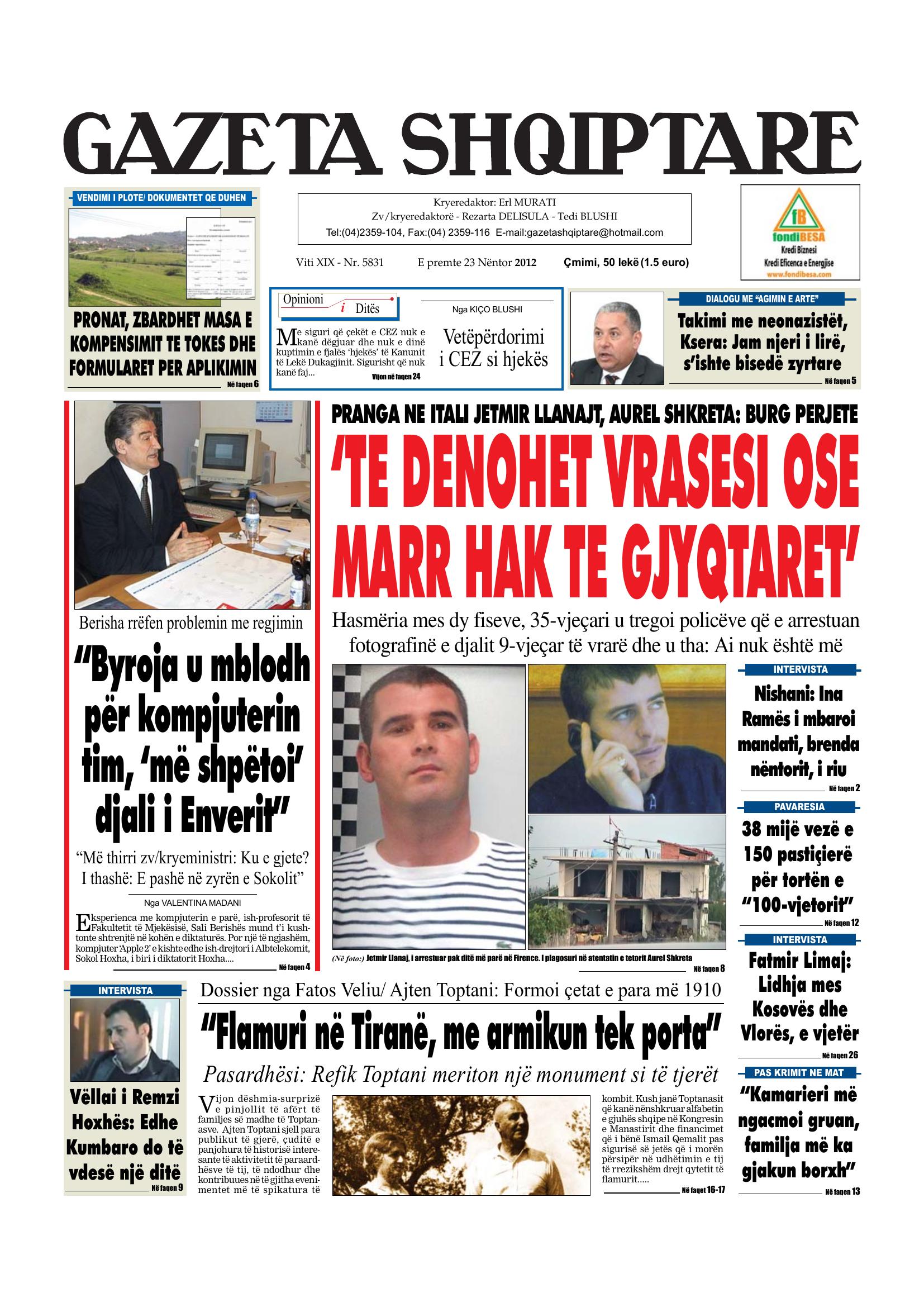 Gazeta Shqiptare 2012-11-23