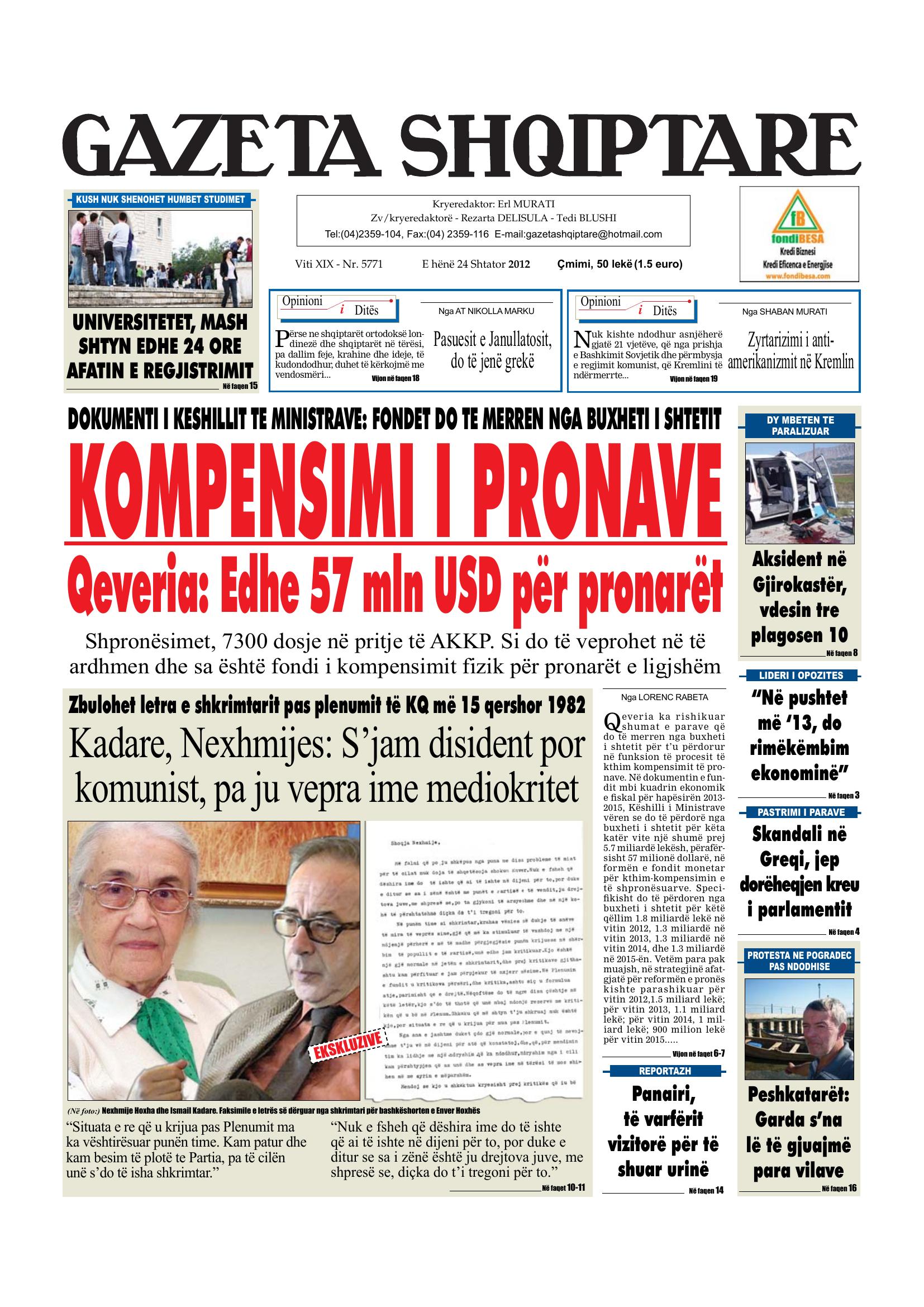 Gazeta Shqiptare 2012-09-24